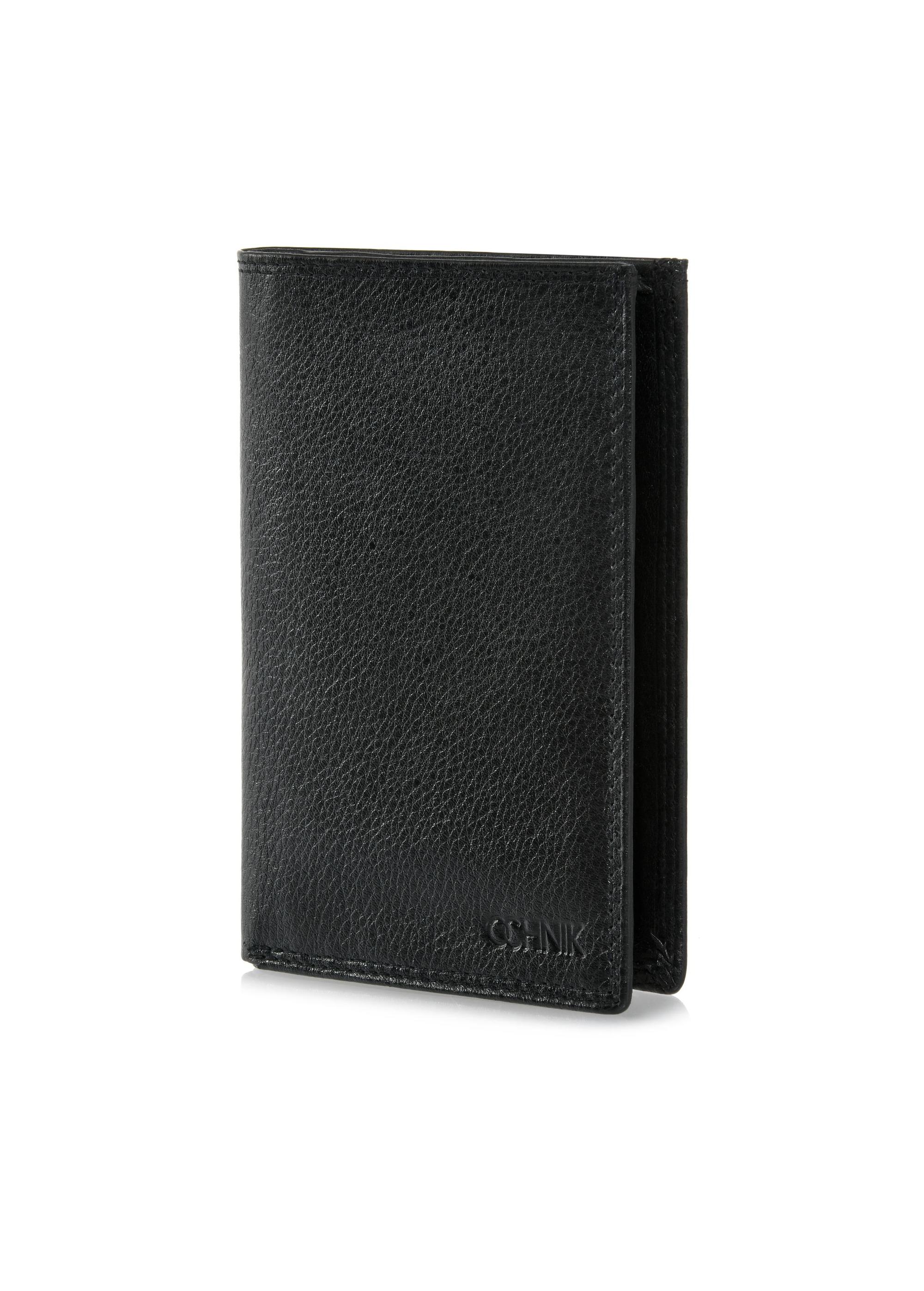 Black leather unbuttoned men's wallet PORMS-0550-99(W24)-05