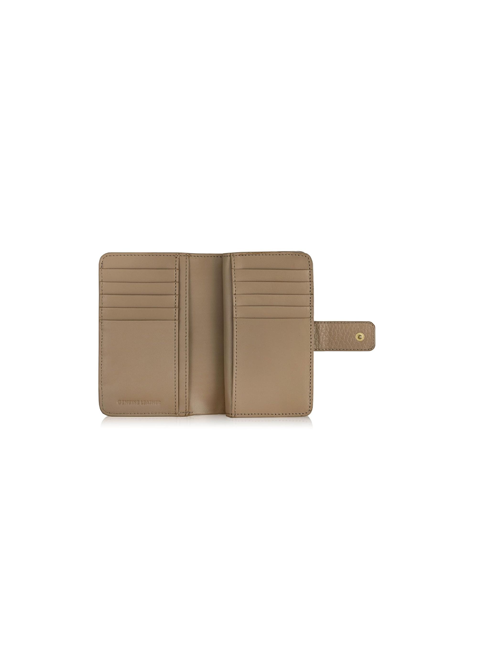 Women's beige leather wallet PORES-0896-80(W24)-07