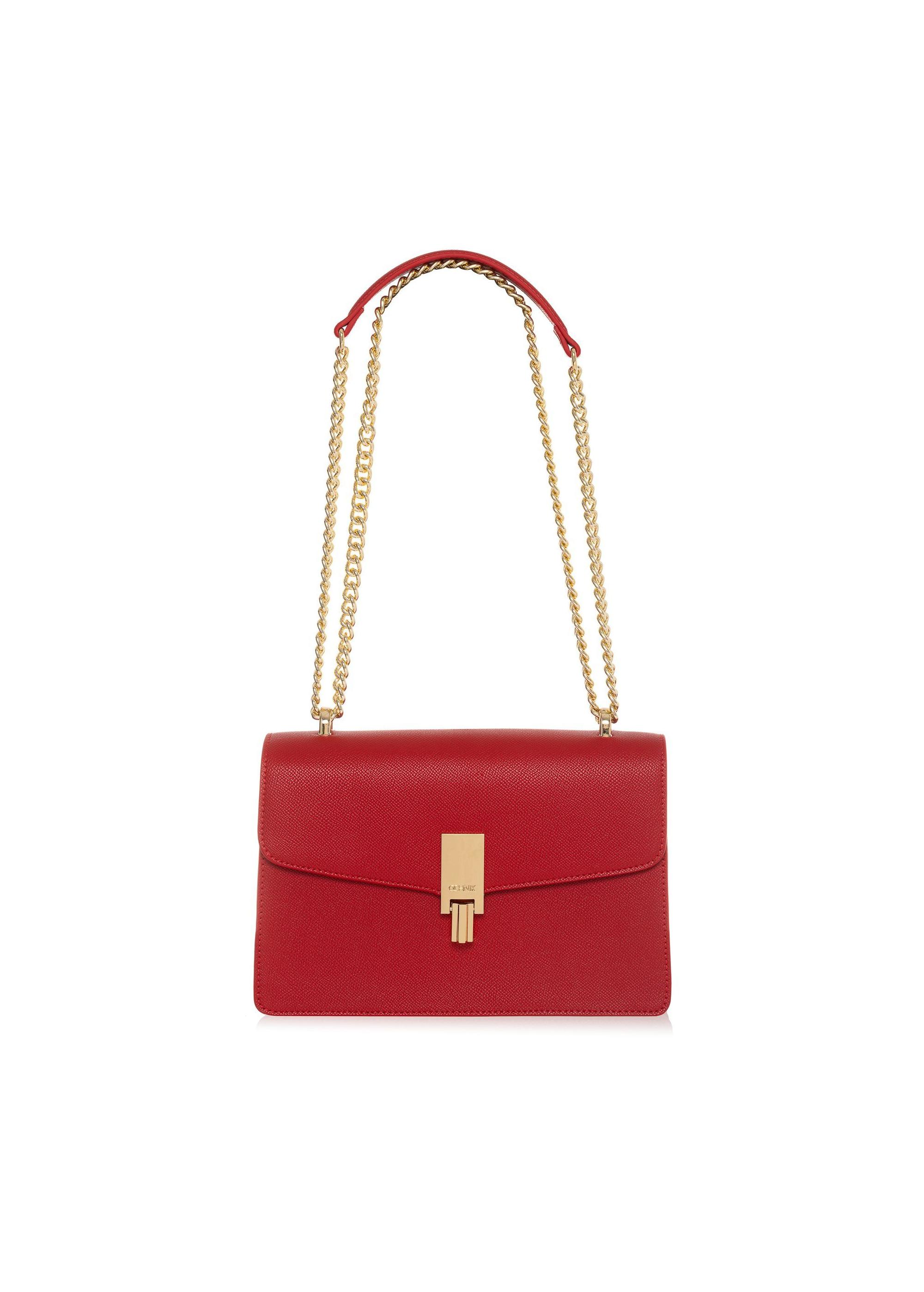 Red women's handbag on a chain TOREC-1023-42(W25)-01