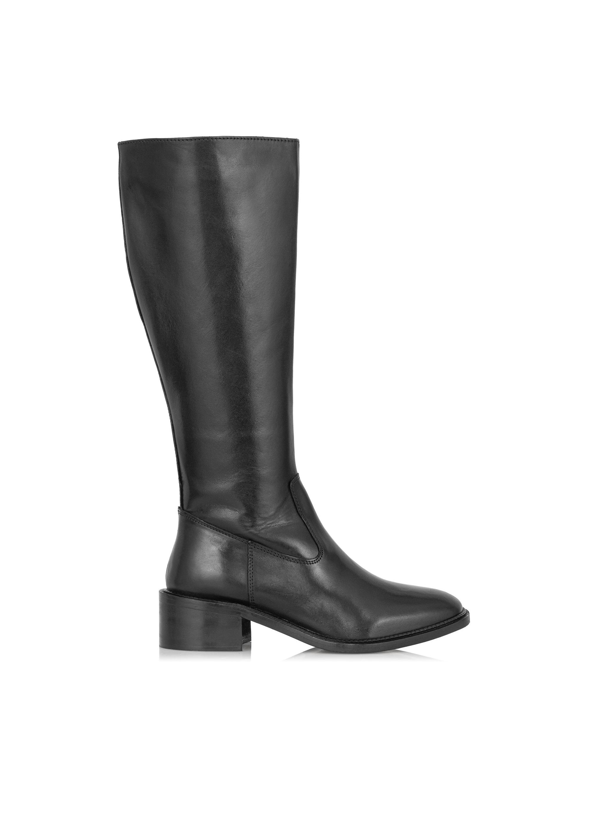 Women's black leather boots BUTYD-1026-99(Z23)-01