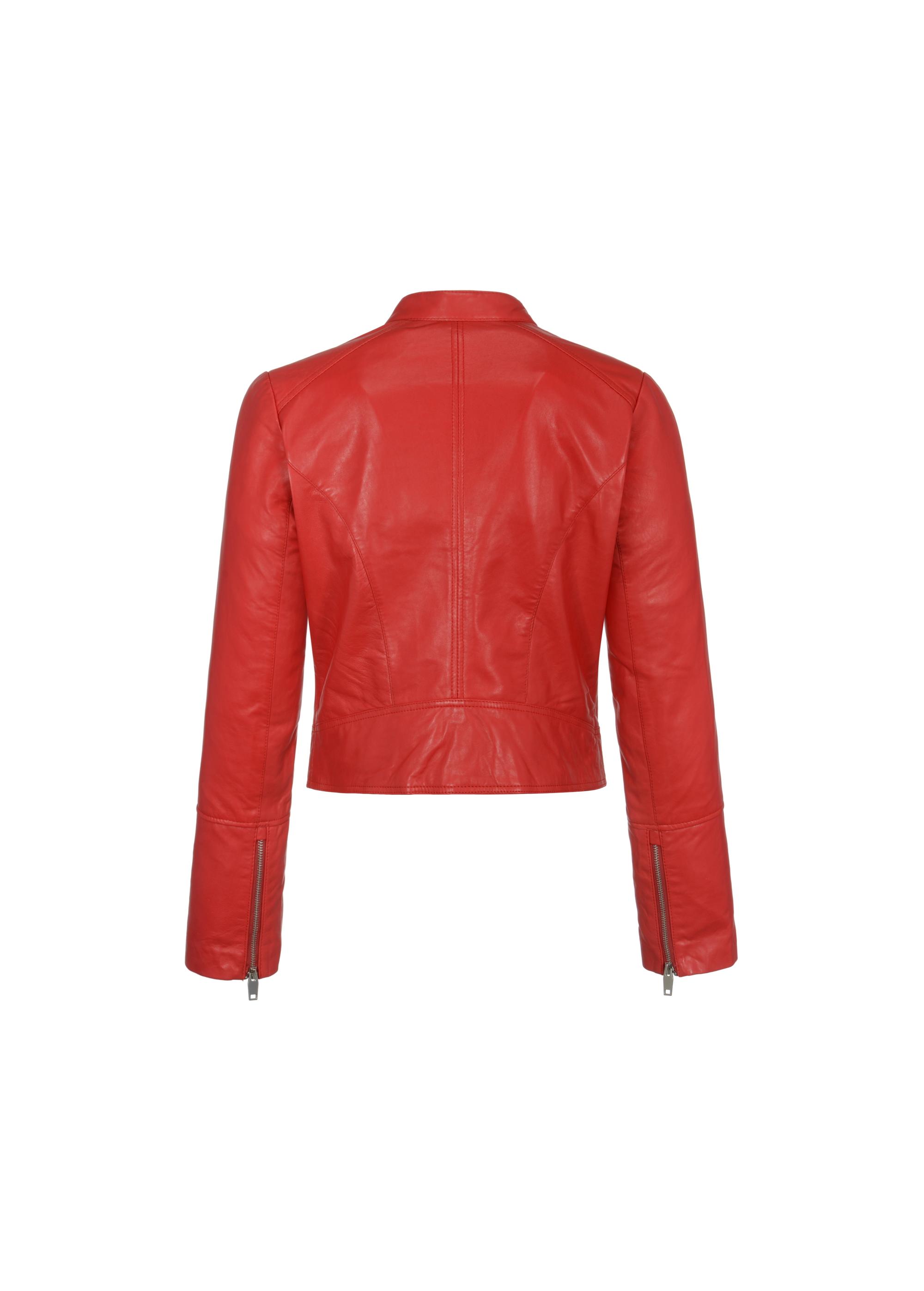 Red leather jacket for women KURDS-0305-1291(W23)-03