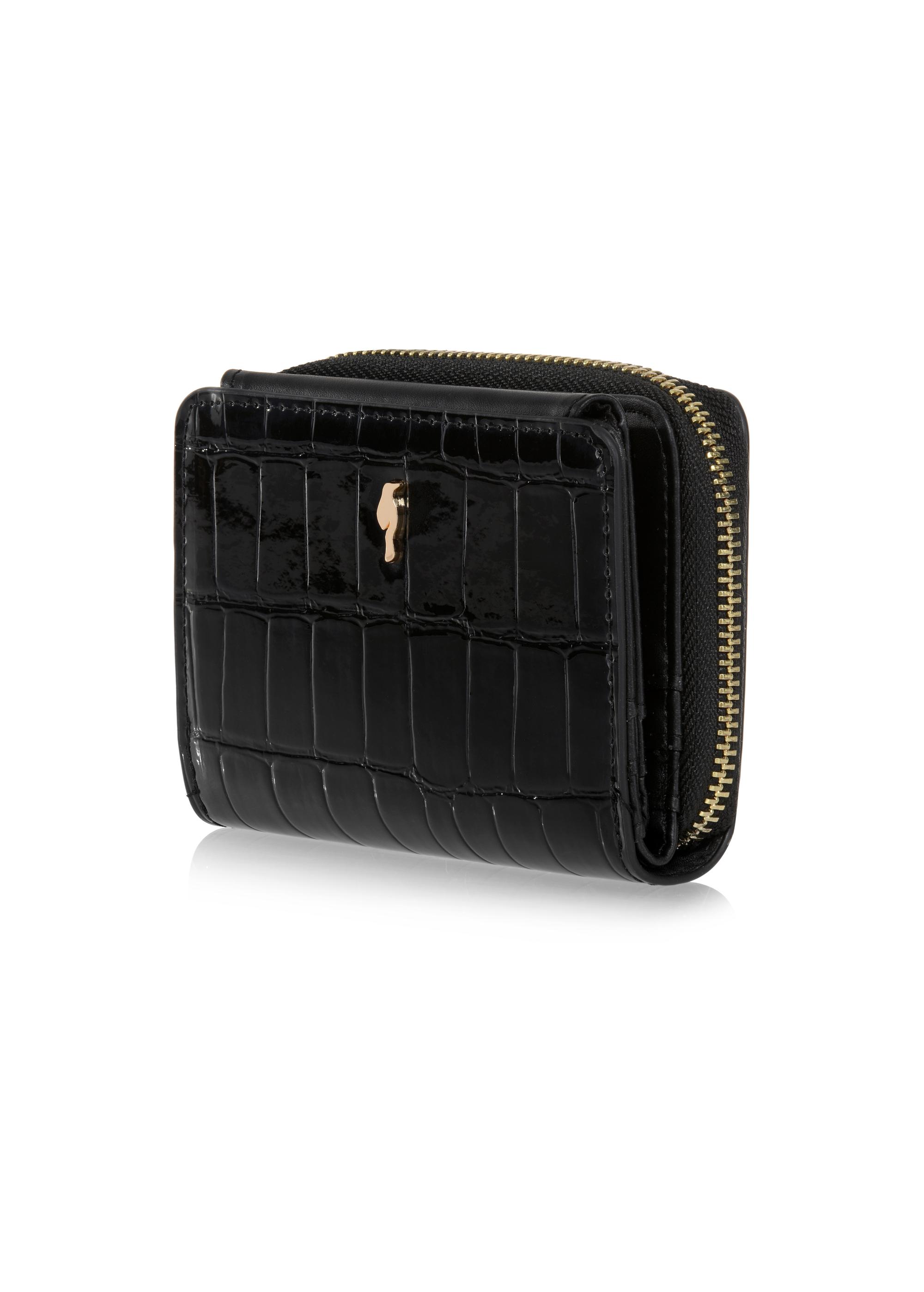 Women's small black croco wallet POREC-0352-97(Z24)-03