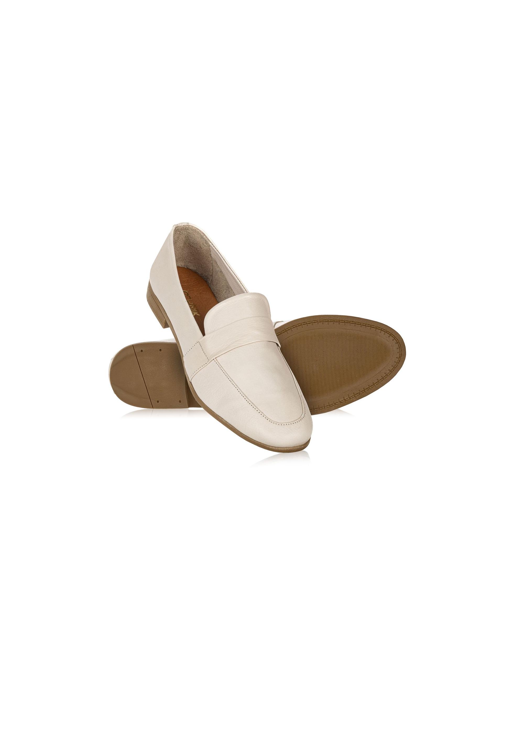 Women's cream leather moccasins BUTYD-1074-12(W24)-04