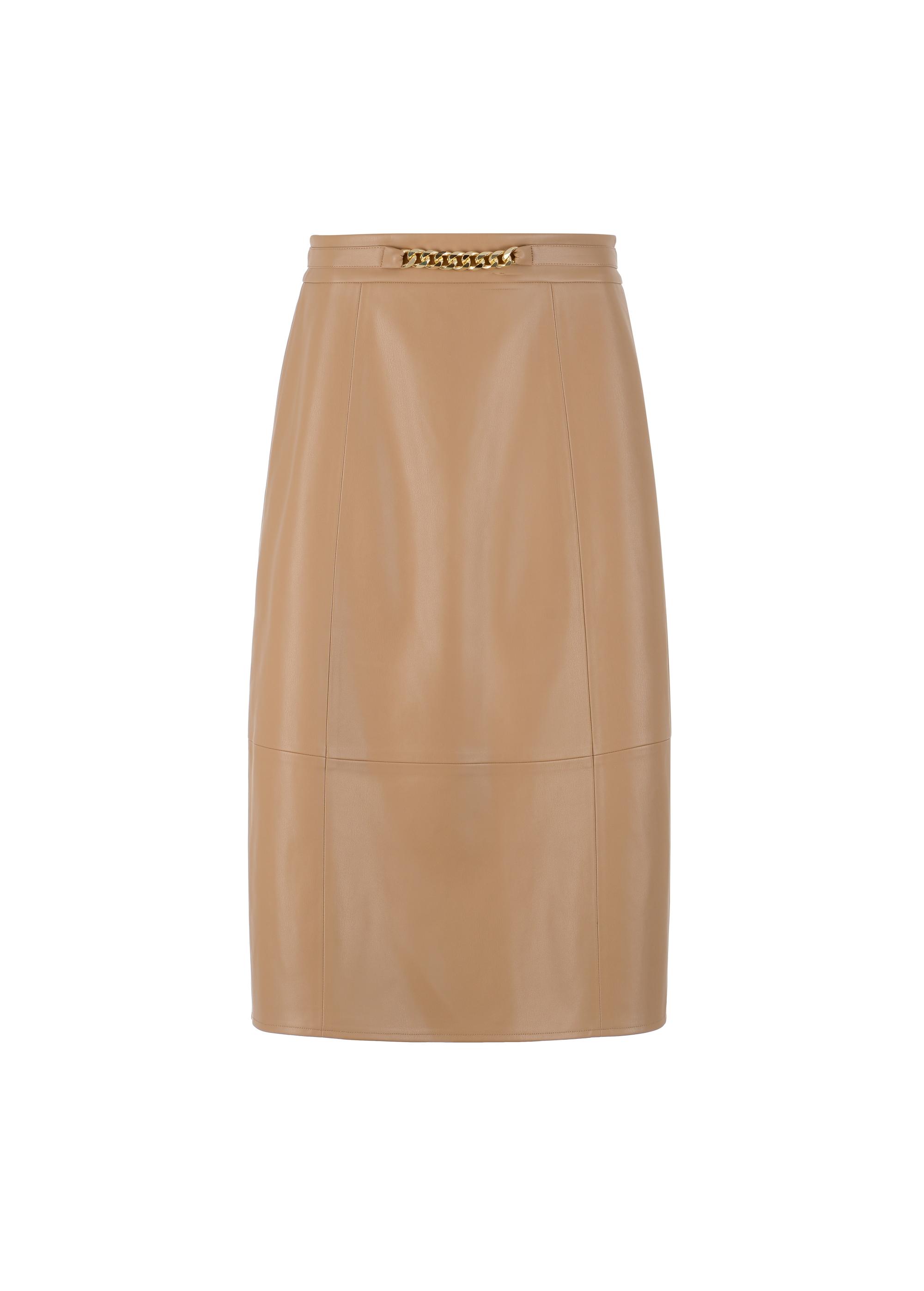 Beige imitation leather skirt SPCDP-0002-81(W23)-04