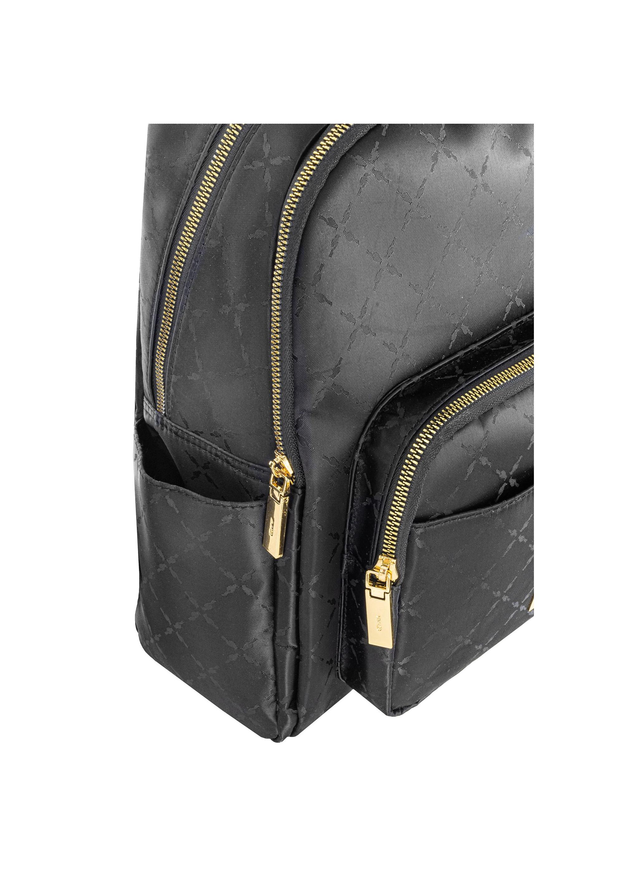 Black women's backpack with monogram TOREN-0255A-99(Z24)-06