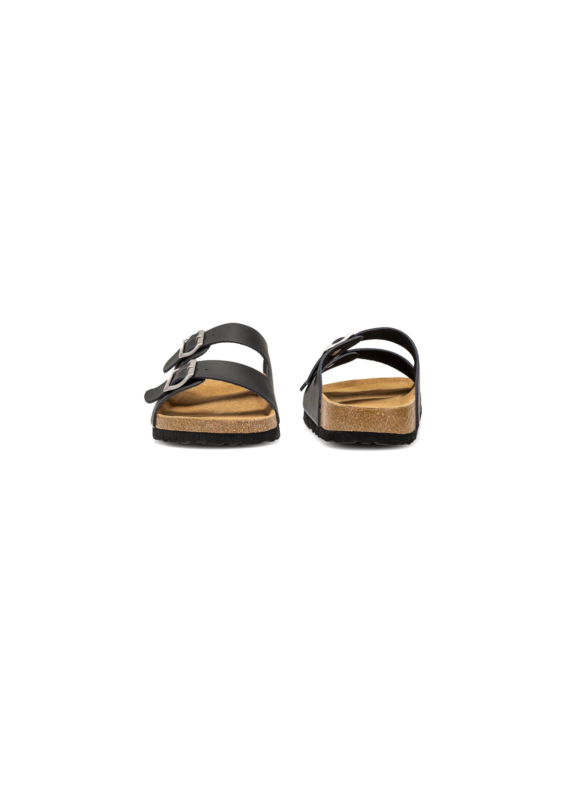 Black leather men's flip-flops BUTYM-0495-99(W25)-04