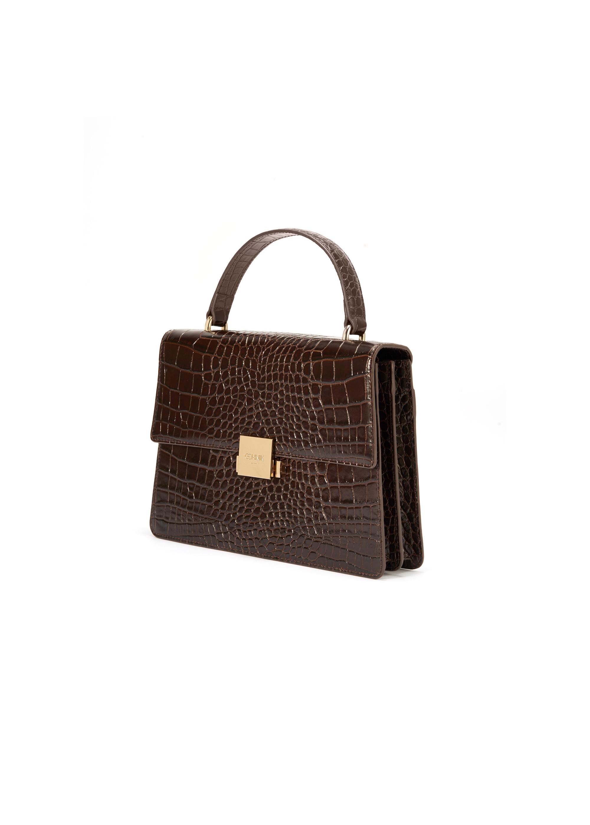 Brown leather croco women's handbag TORES-1118-90(W25)-02