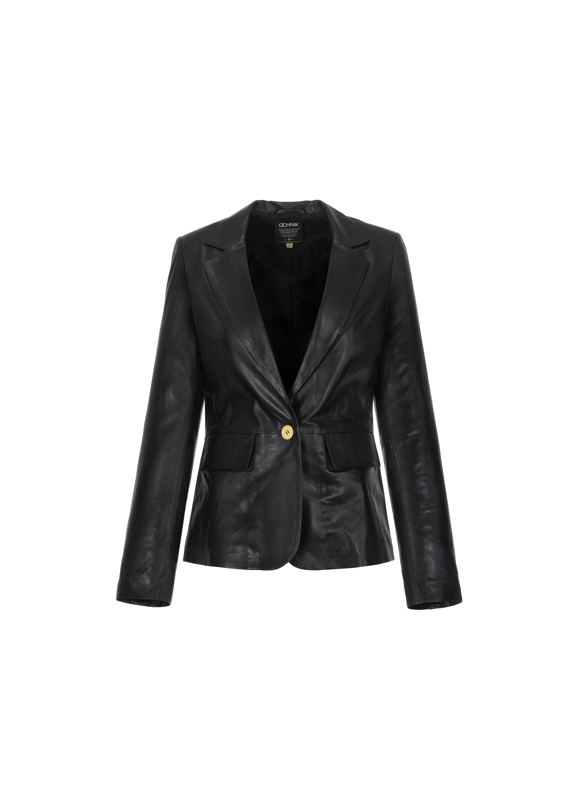 Women's black leather jacket KURDS-0445-5344(W24)-03