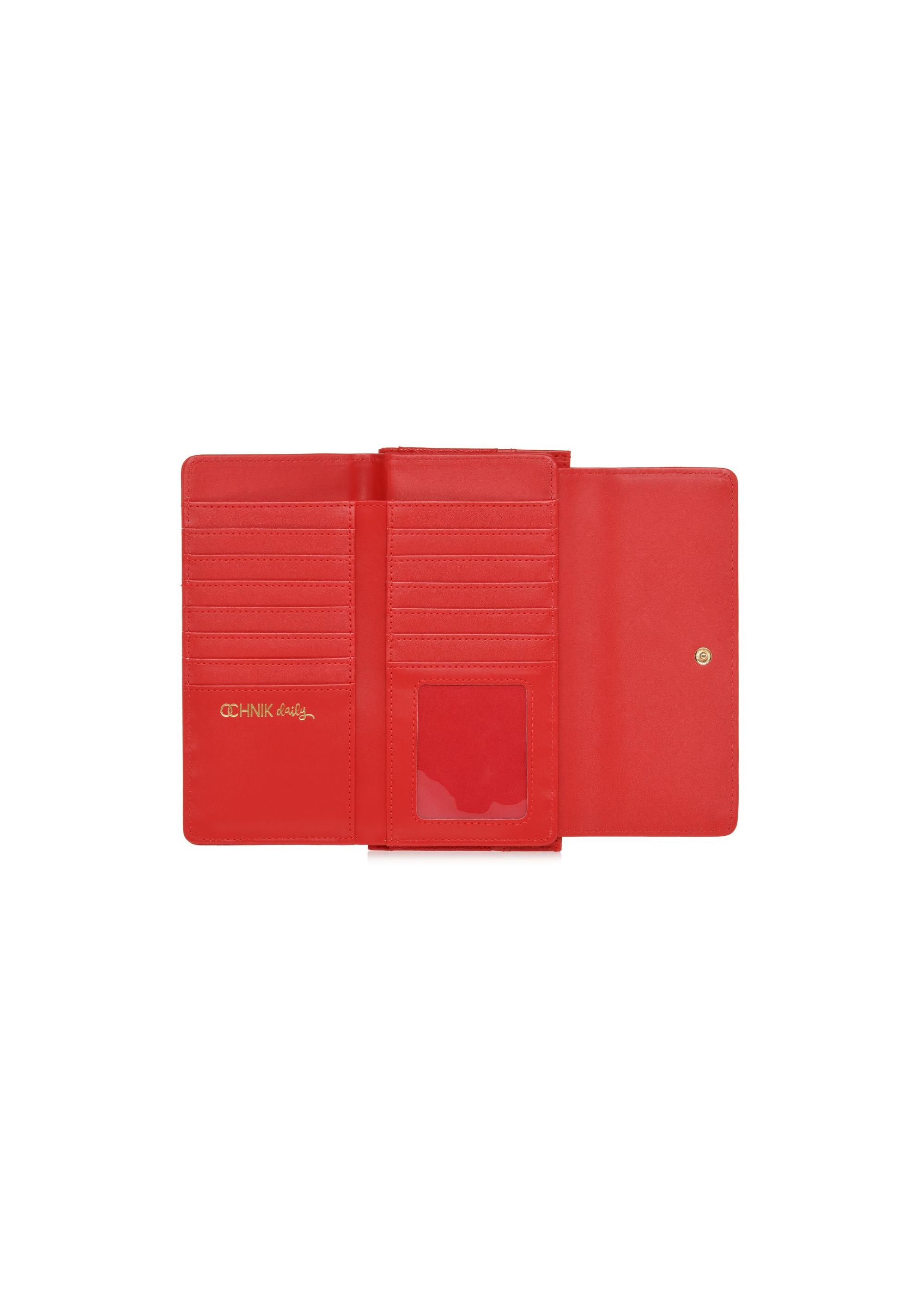 Large red women's wallet with logo POREC-0369-42(W24)-04