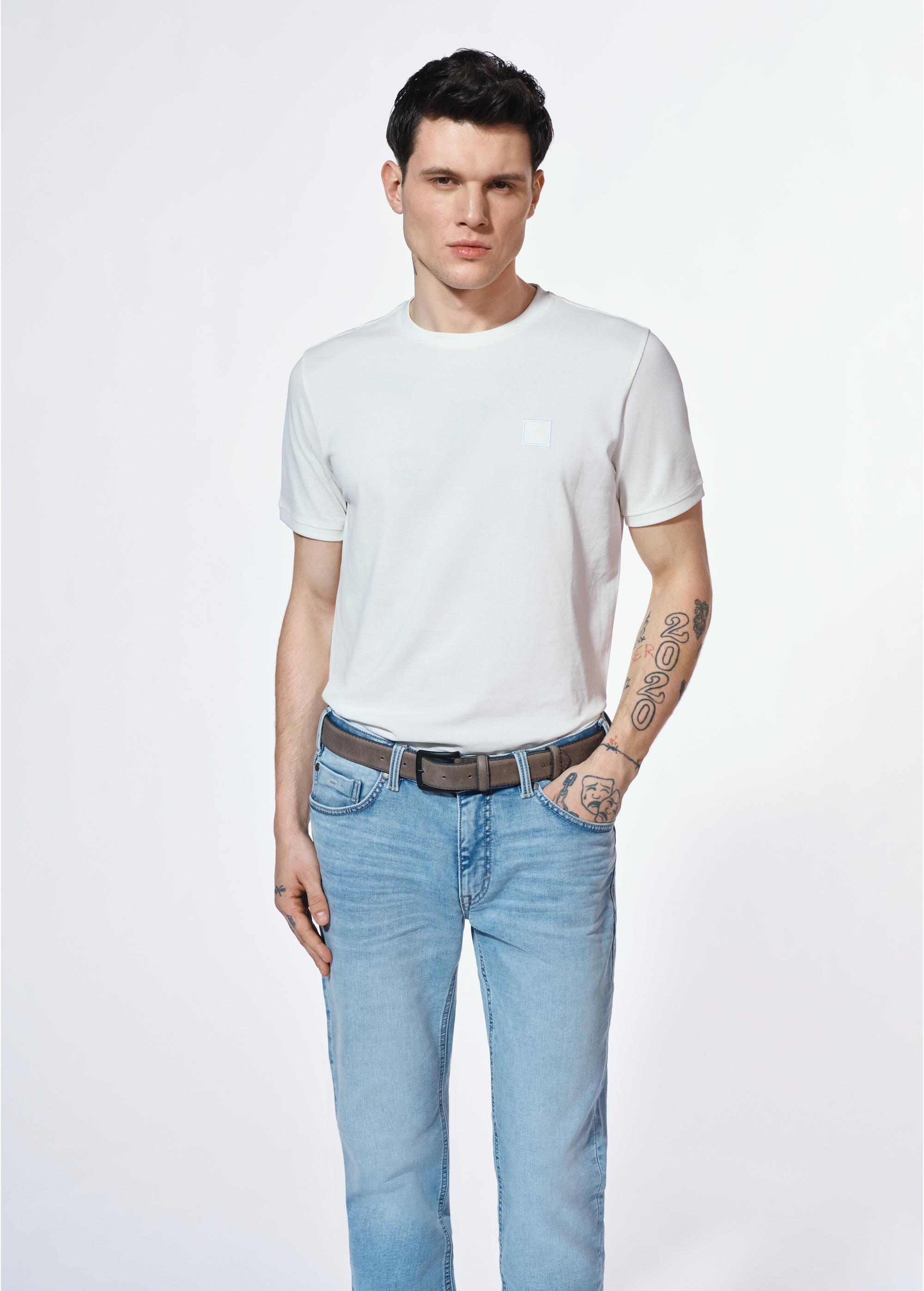 Men's white cotton T-shirt TSHMT-0100-11(W25)-01