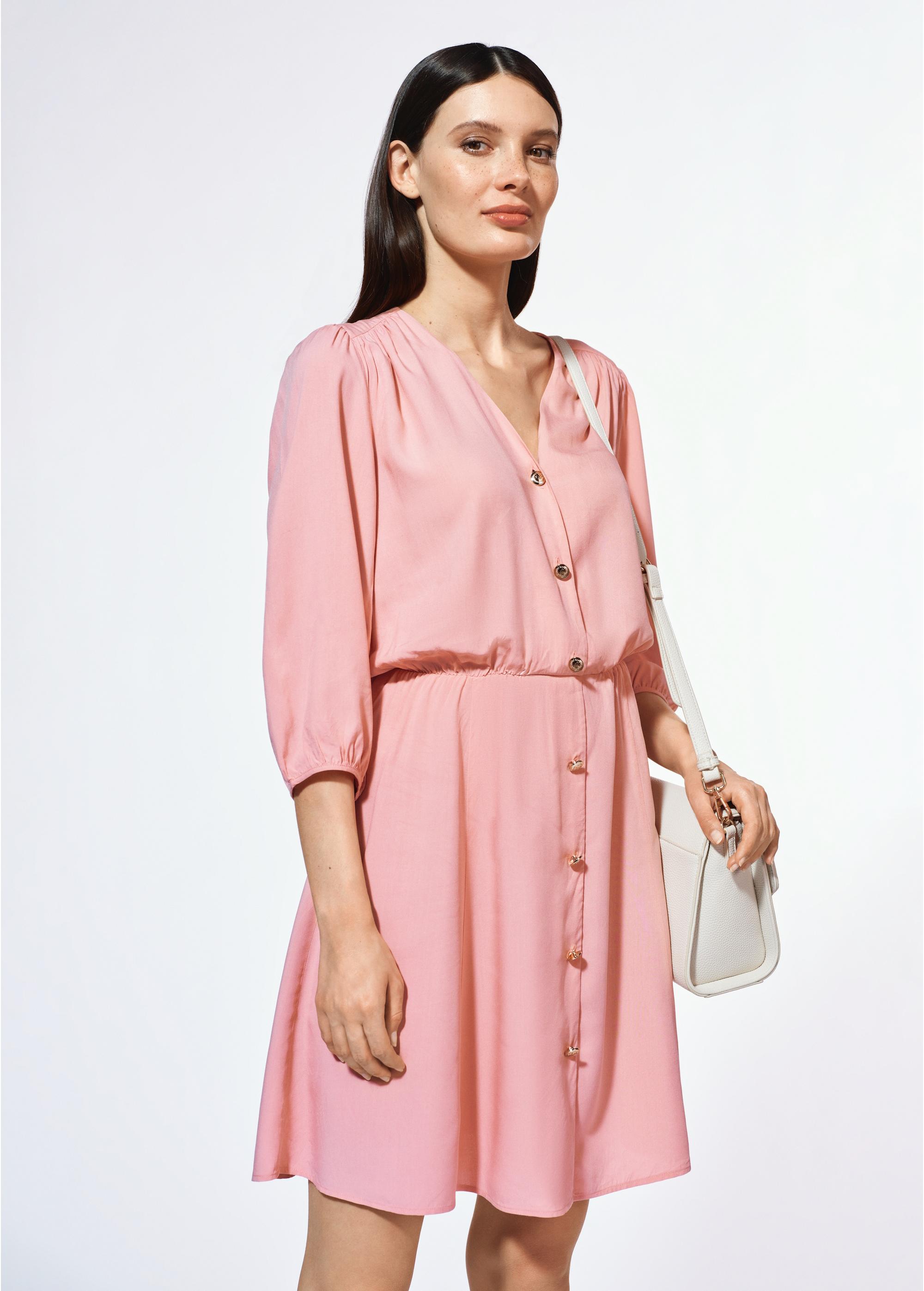 Pink women's shirt dress SUKDT-0186-34(W25)-03