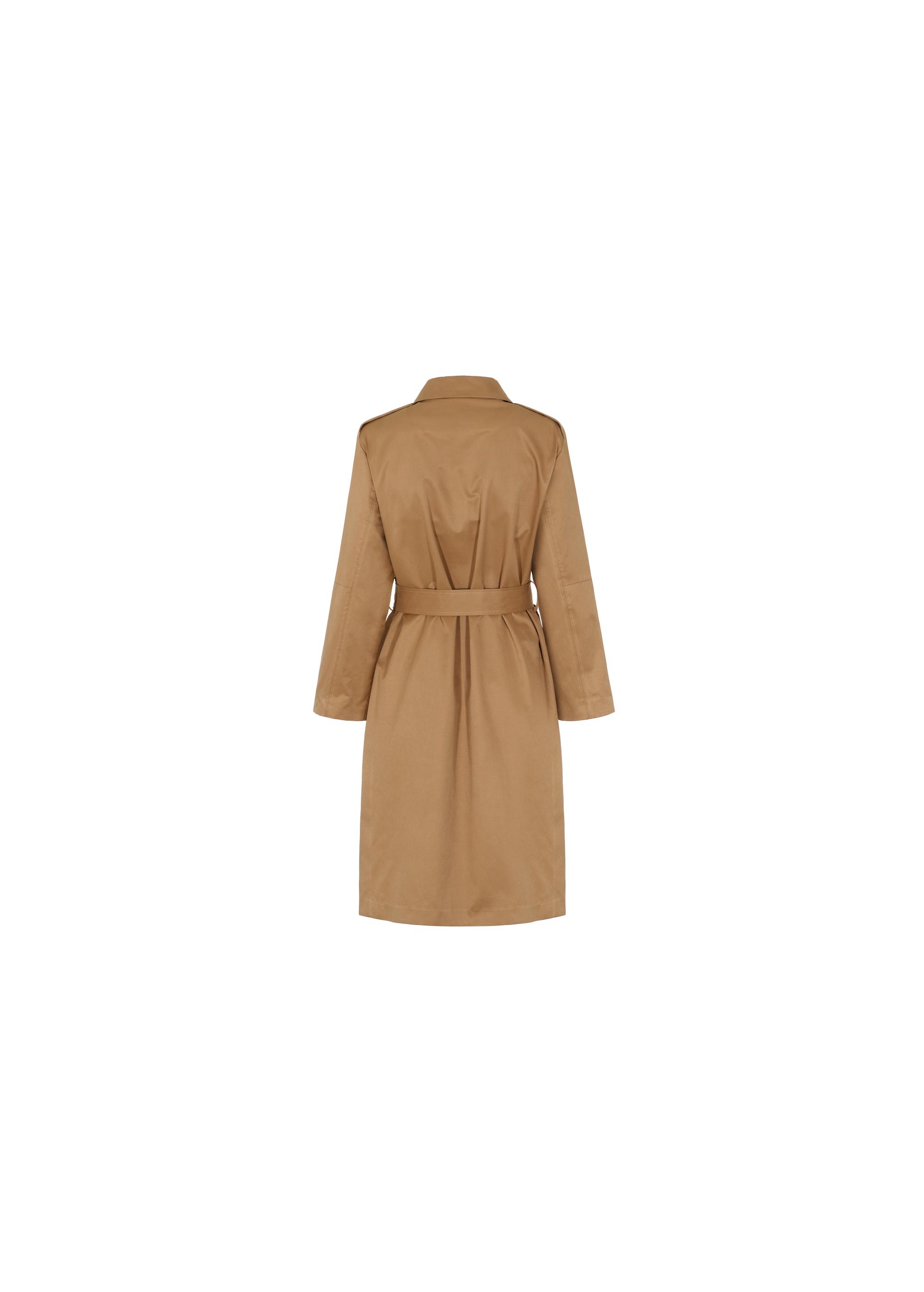 Women's honey colored coat with belt KURDT-0357-81(W22)-04