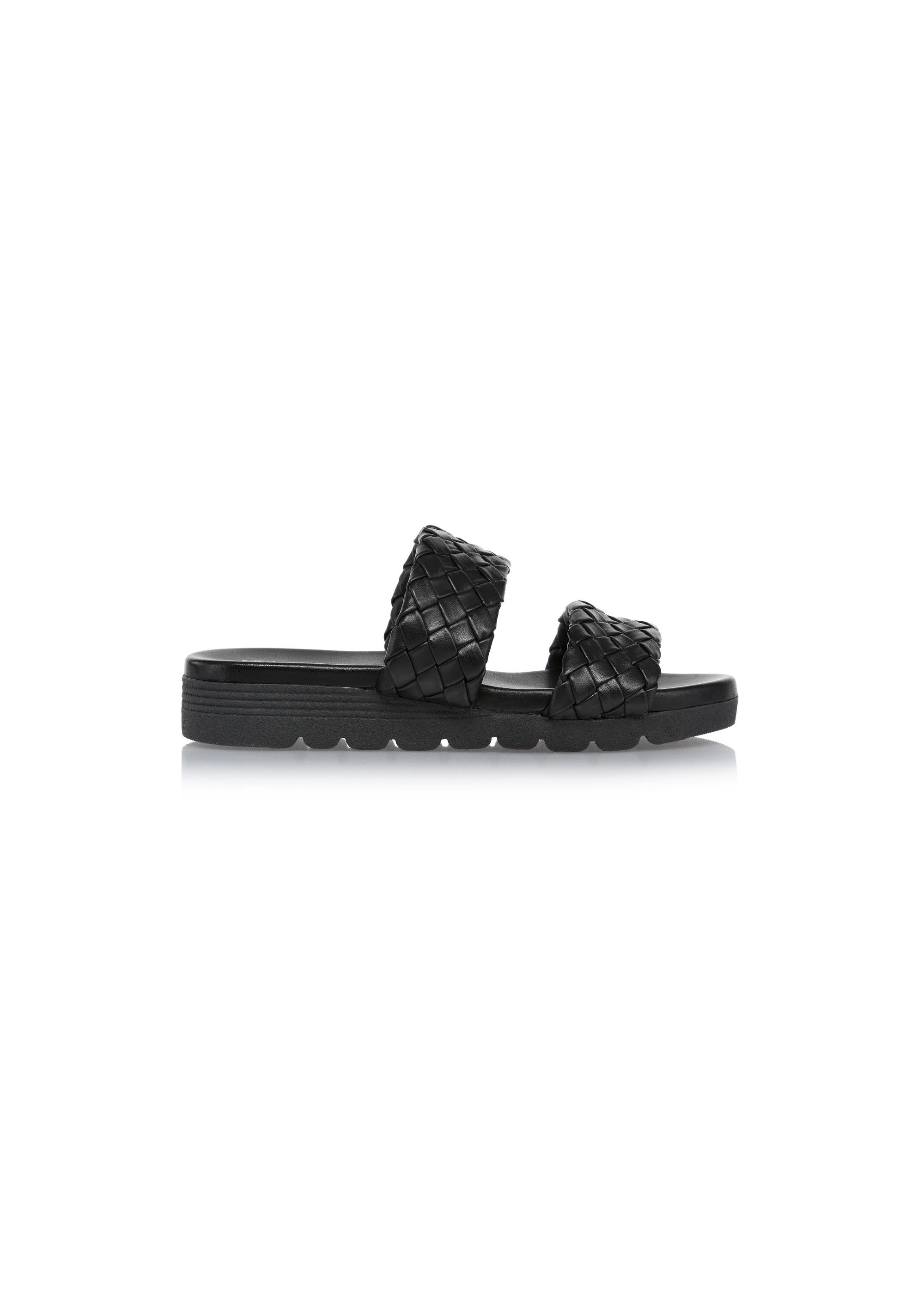 Black leather platform flip-flops BUTYD-1063-99(W24)-01