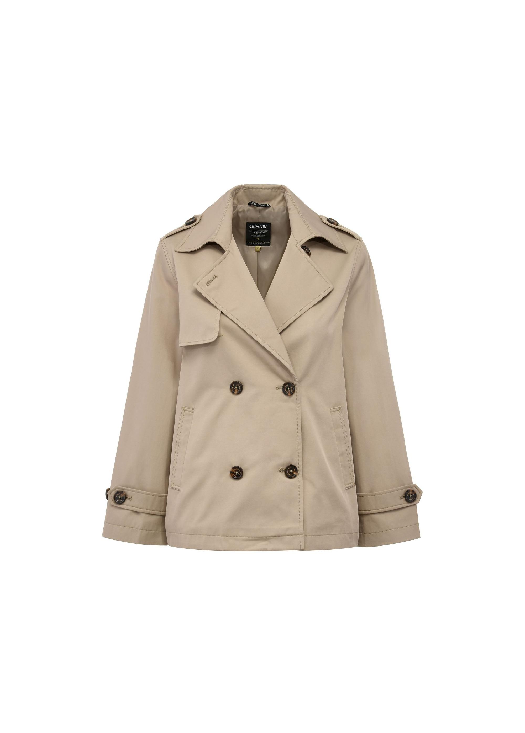 Beige women's pea coat KURDT-0556-24(W25)