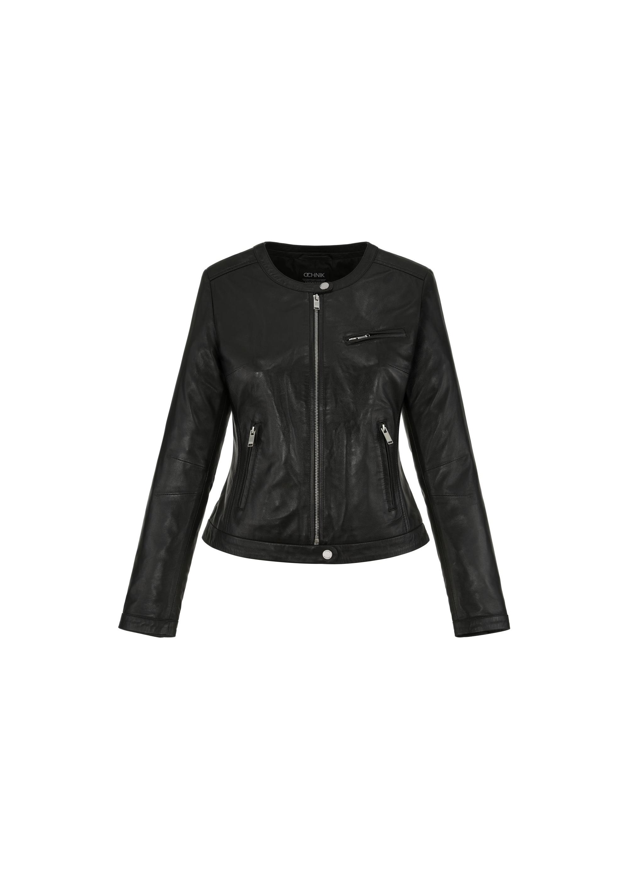 Black women's jacket made of genuine leather KURDS-0154L-5491(W25)-03