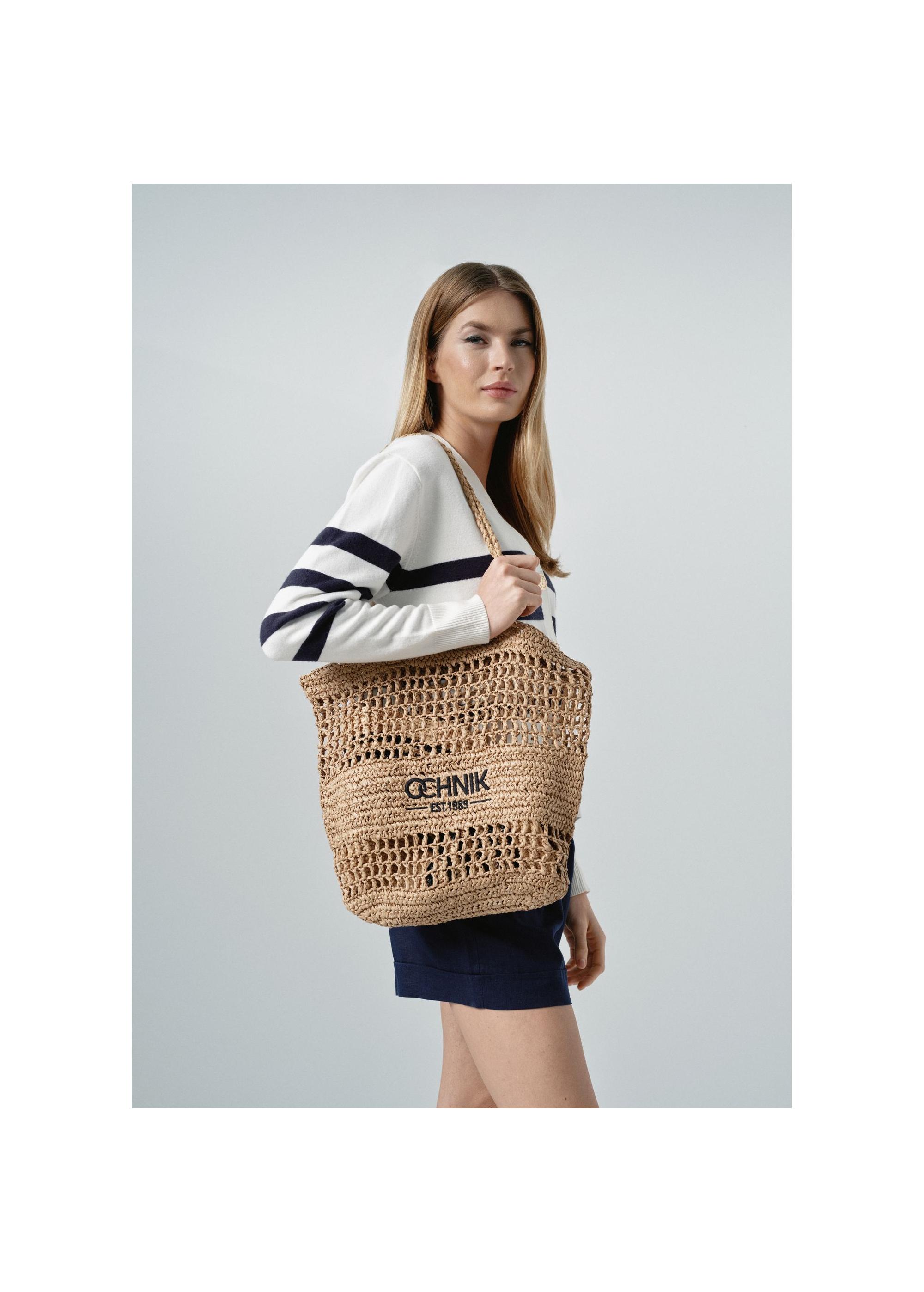 Straw beige shopper bag for women TOREC-0924A-25(W25)