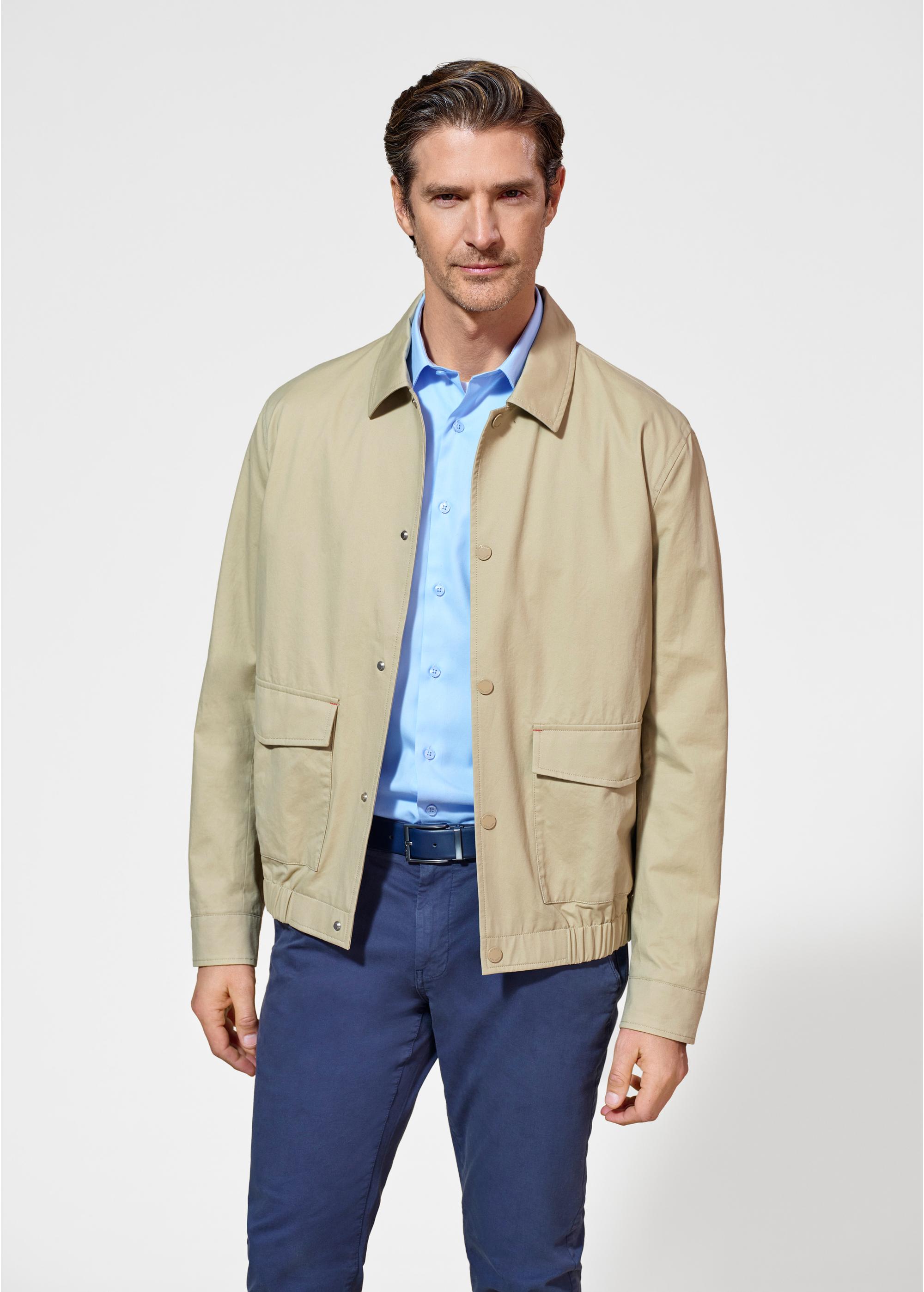 Beige men's transition jacket KURMT-0365-82(W25)-02