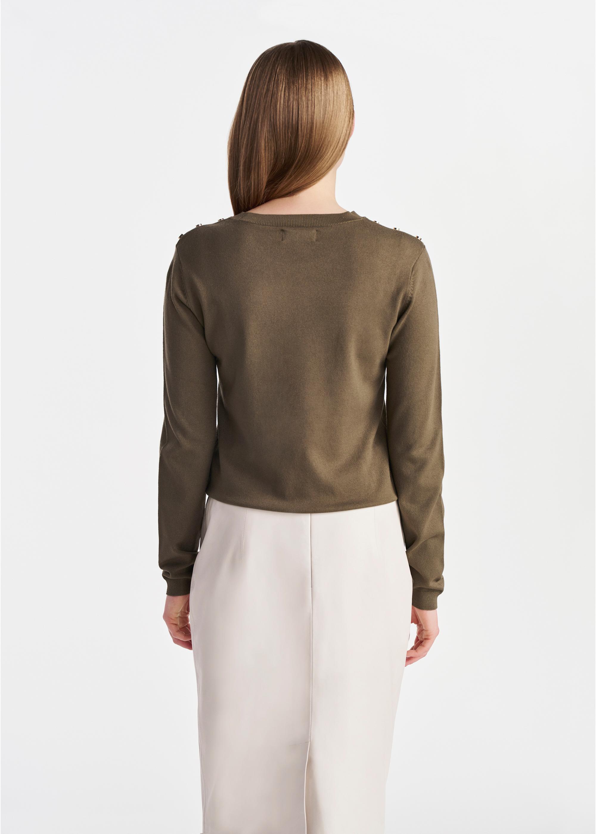 Khaki Women's Long Sleeve Blouse LSLDT-0039-54(W25)-04