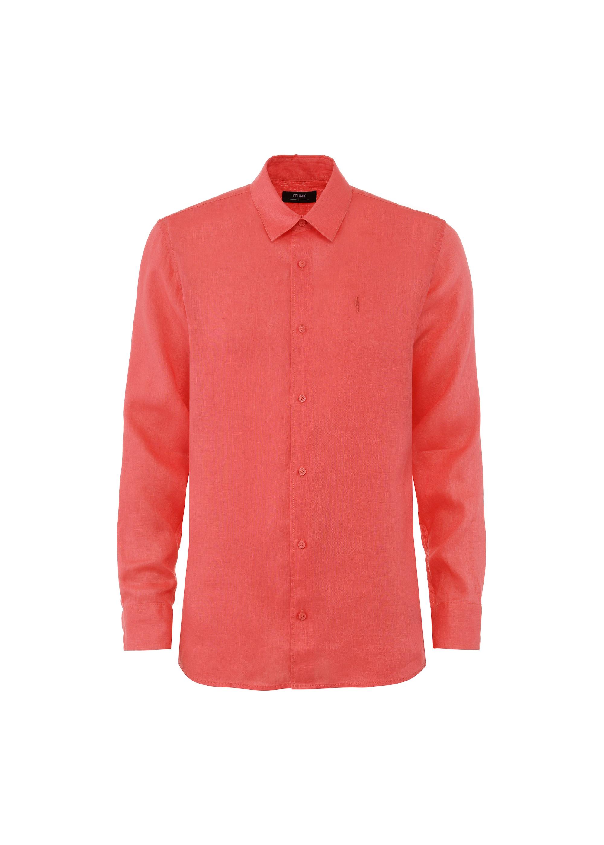 Coral linen men's shirt KOSMT-0321-18(W25)-05