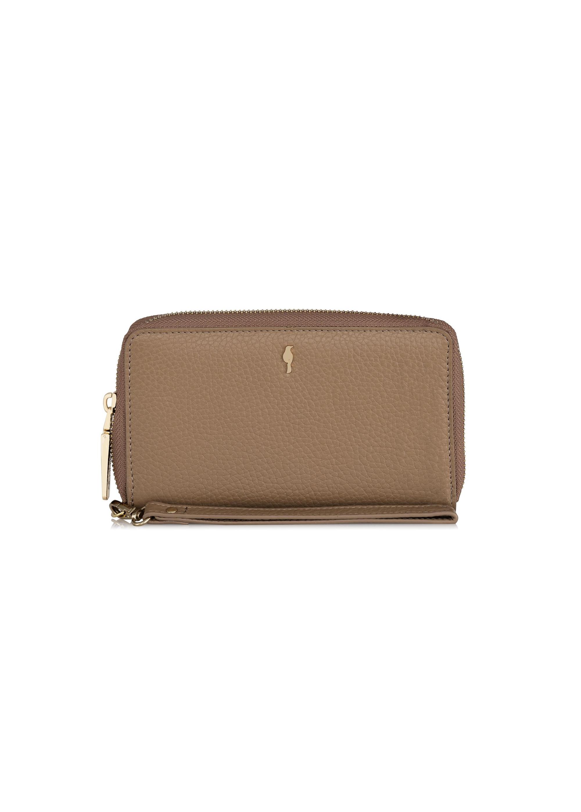 Beige leather women's belt wallet PORES-0897-81(Z23)-01