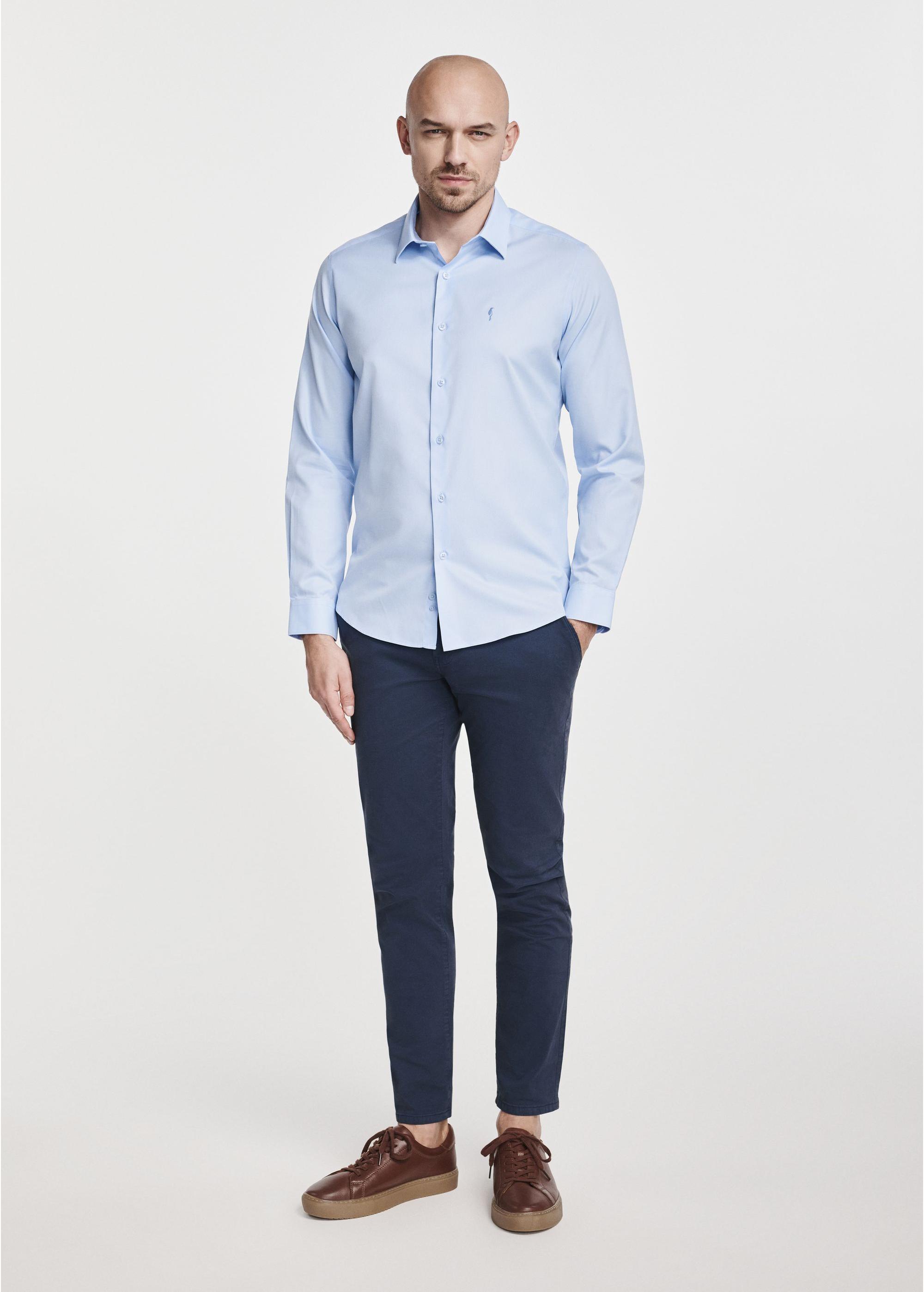 Blue men's cotton shirt KOSMT-0341-61(W25)-04