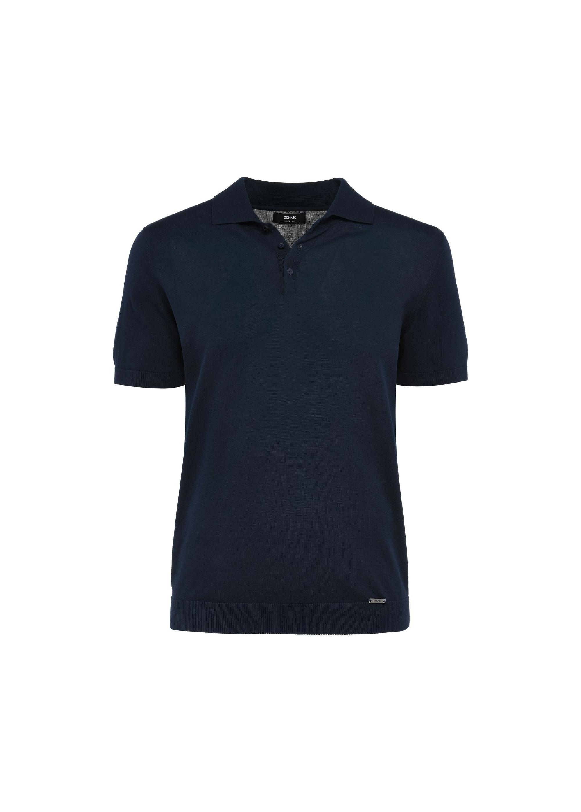 Navy blue cotton polo shirt POLMT-0075-69(W25)