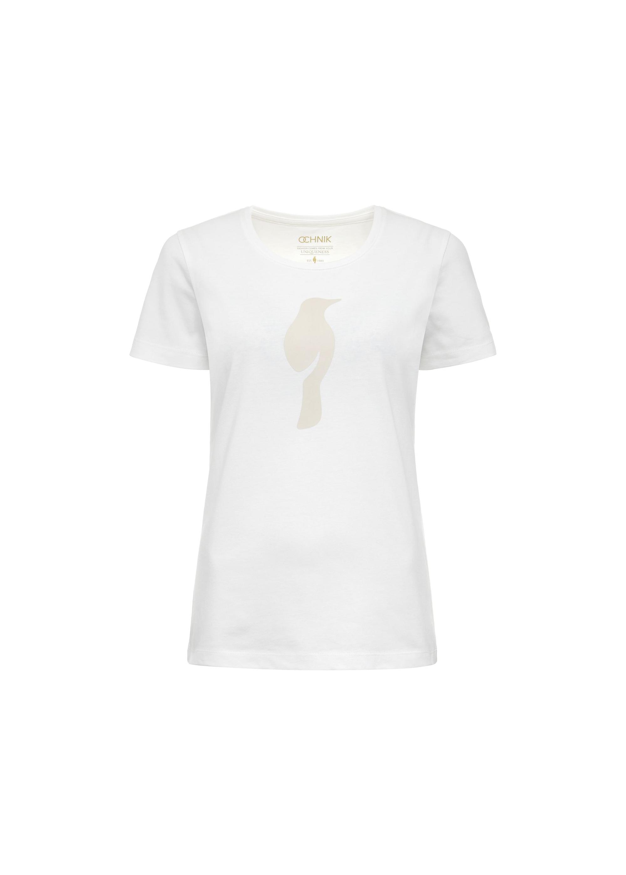 Cream women's t-shirt with logo TSHDT-0133-12(Z24)-01