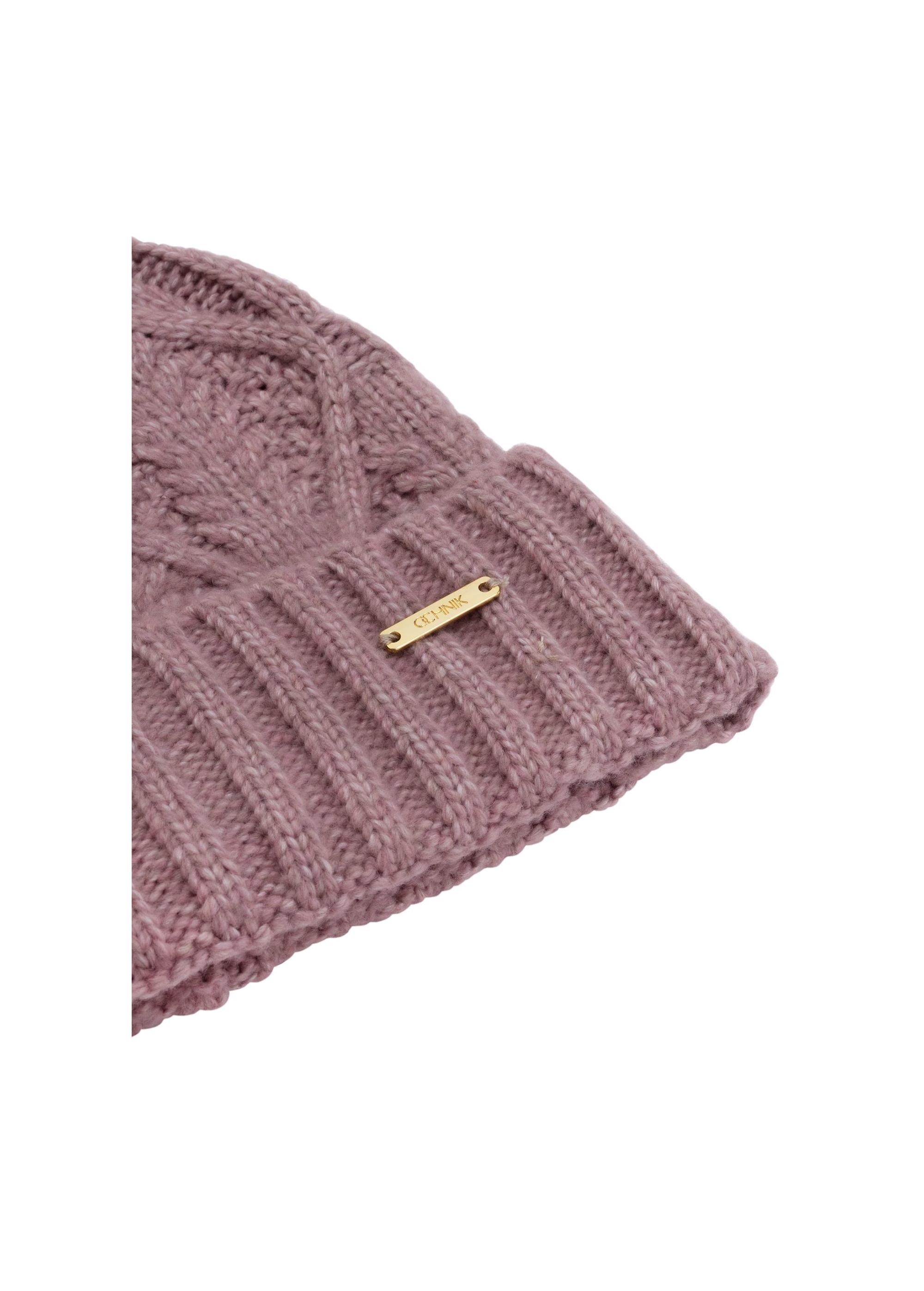 Women's winter hat in dirty pink CZADT-0191-31(Z24)-03