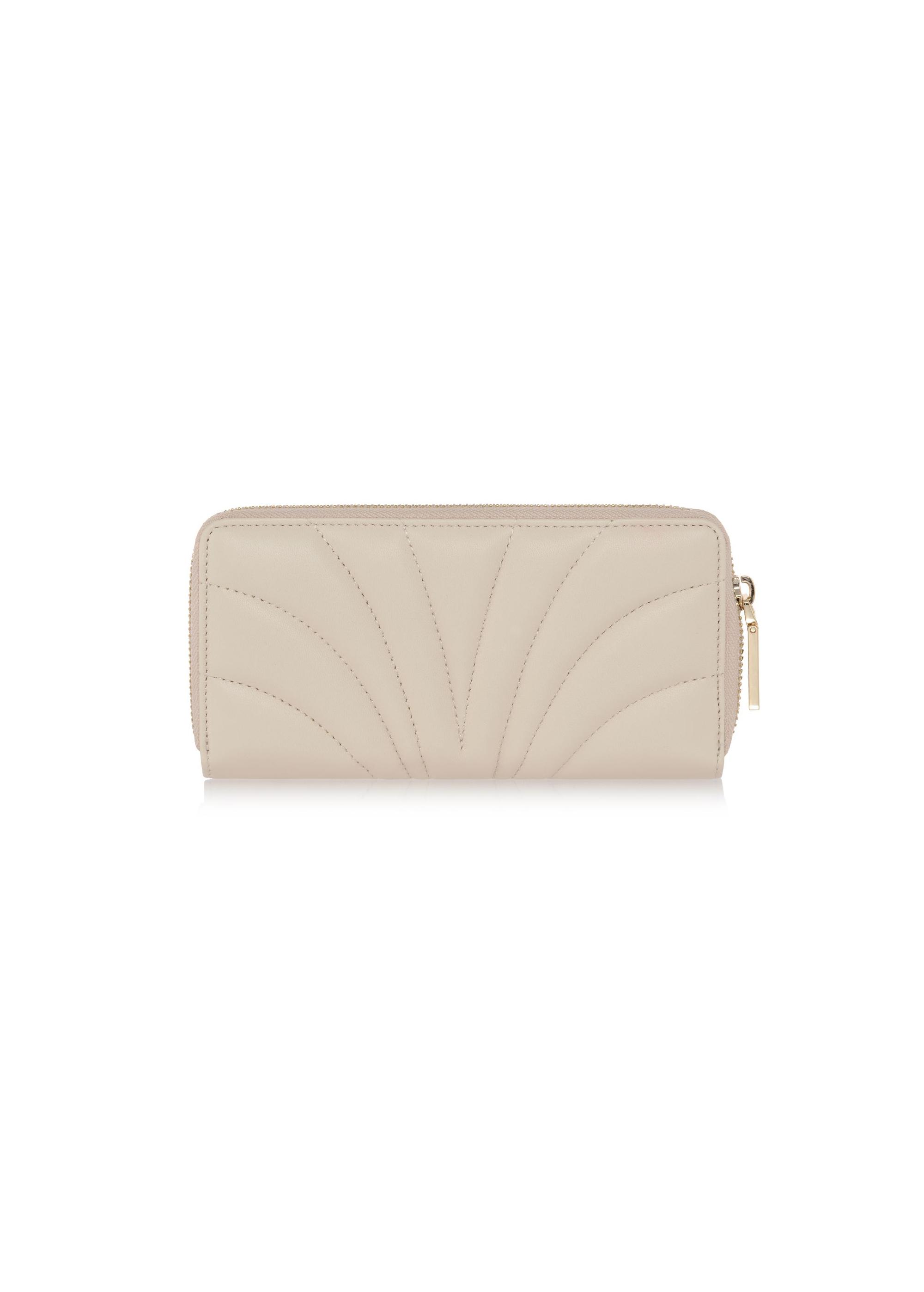 Large cream women's wallet with stitching PORES-0800B-12(W23)-02