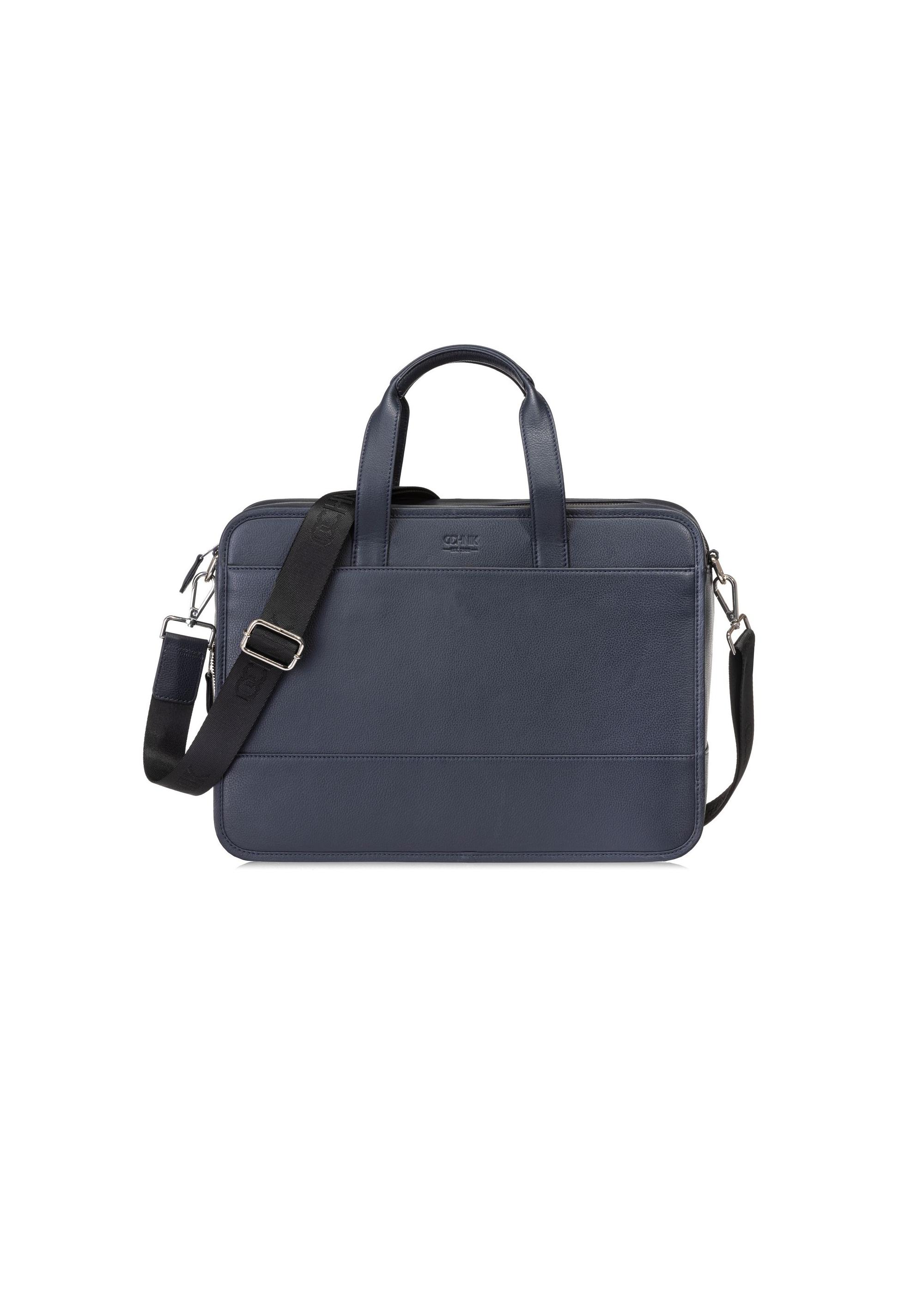 Navy blue leather men's bag TORMS-0448-69(W25)-01