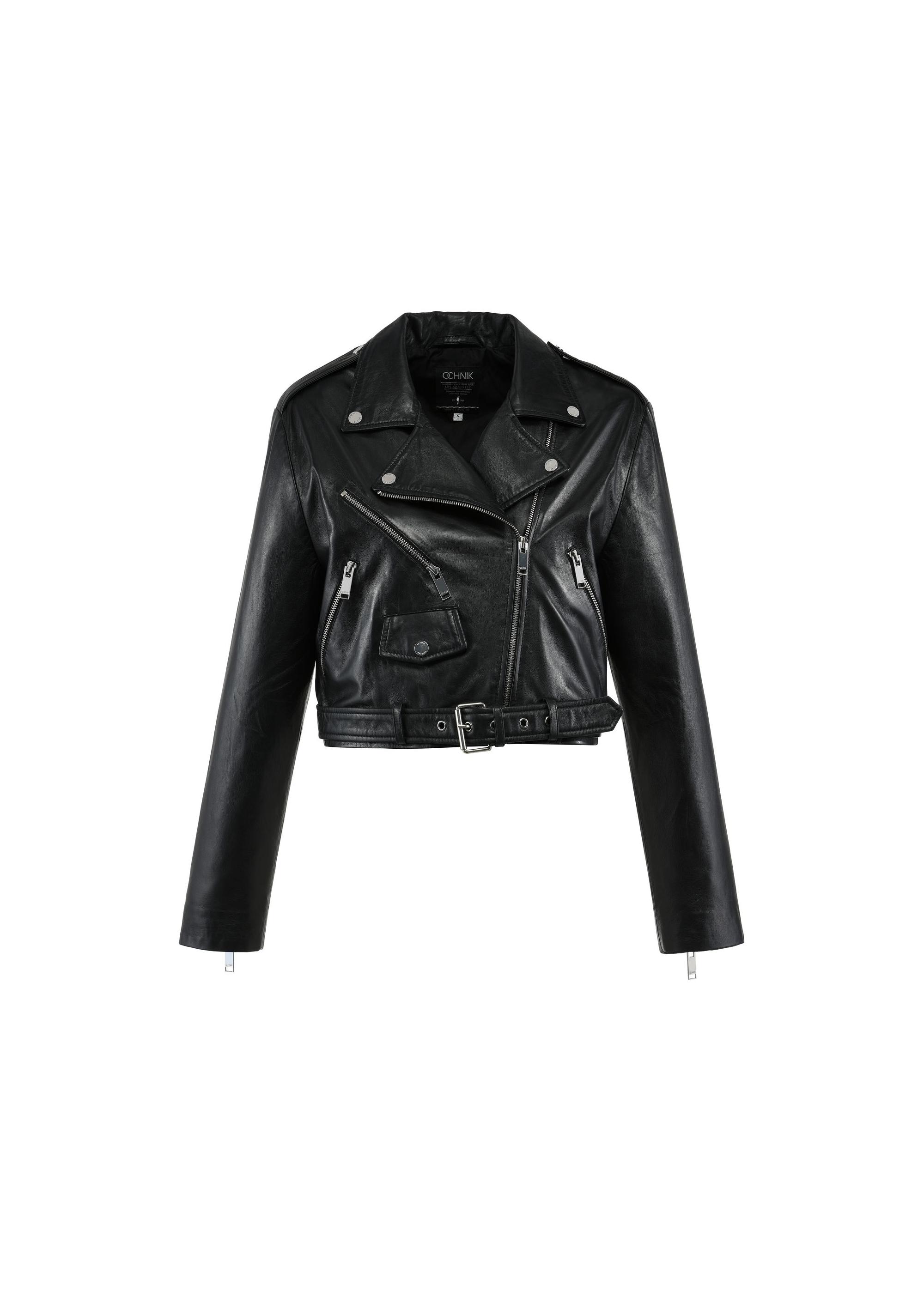 Short women's leather biker jacket KURDS-0533-1040(W25)-05