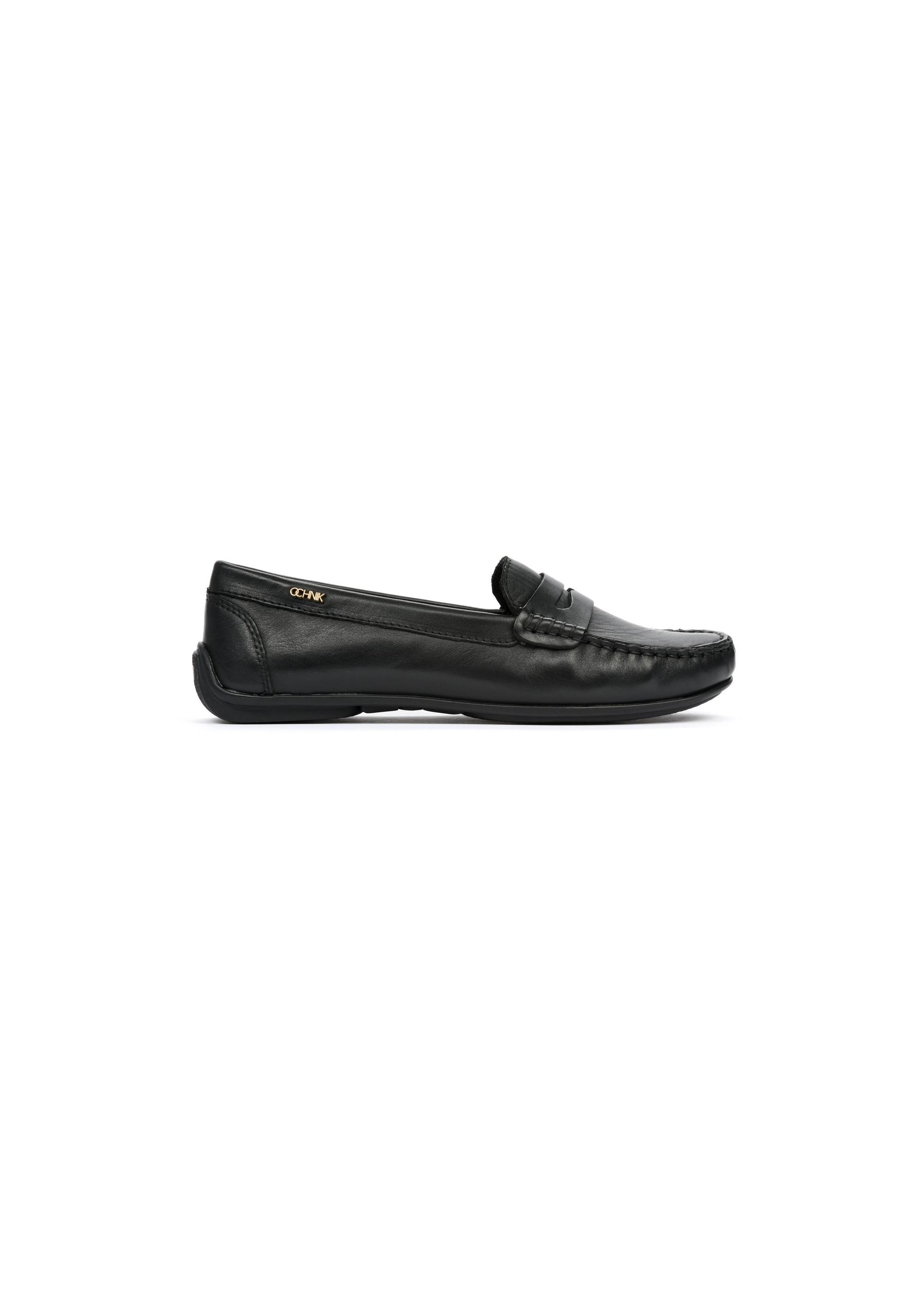 Black leather women's loafers BUTYD-1054A-99(W25)-01