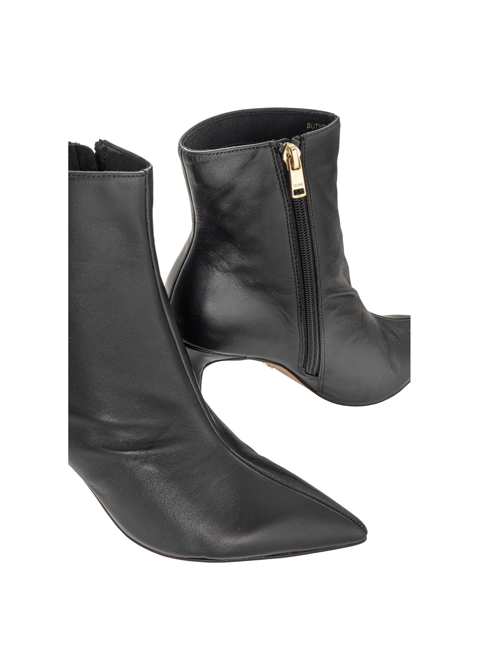 Black leather ankle boots with high heel BUTYD-1122-99(Z24)