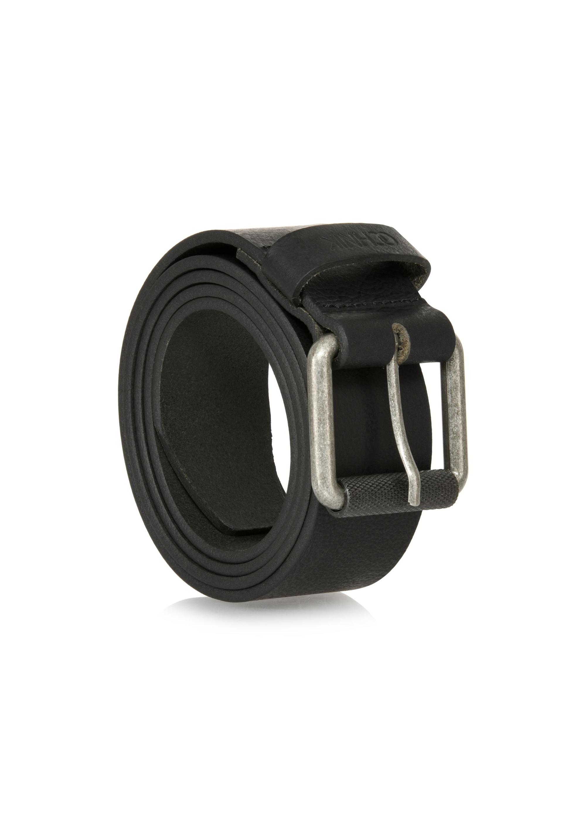 Black leather men's belt PASMS-0251-99(W24)-02