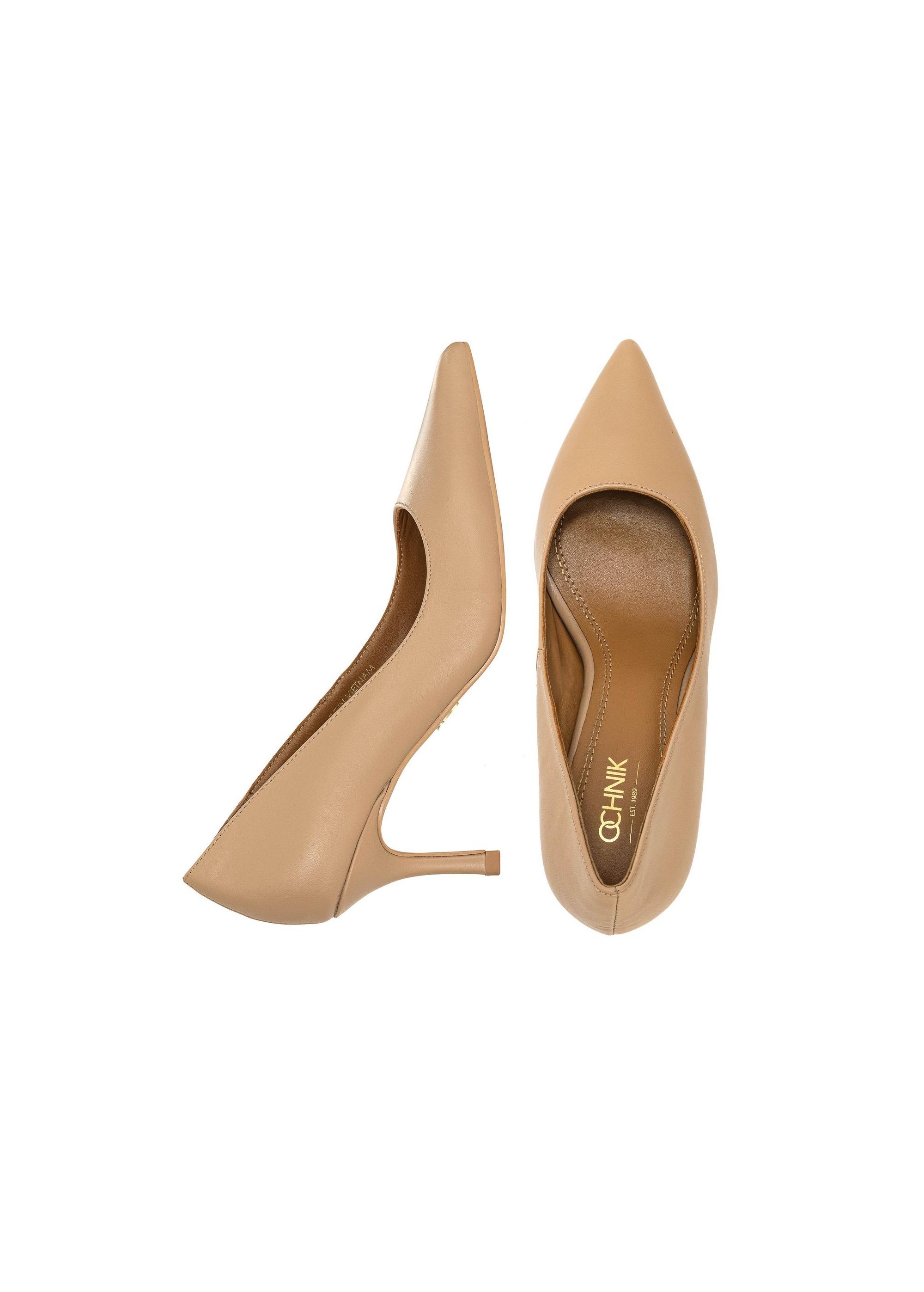 Beige leather pumps BUTYD-1031-81(W25)