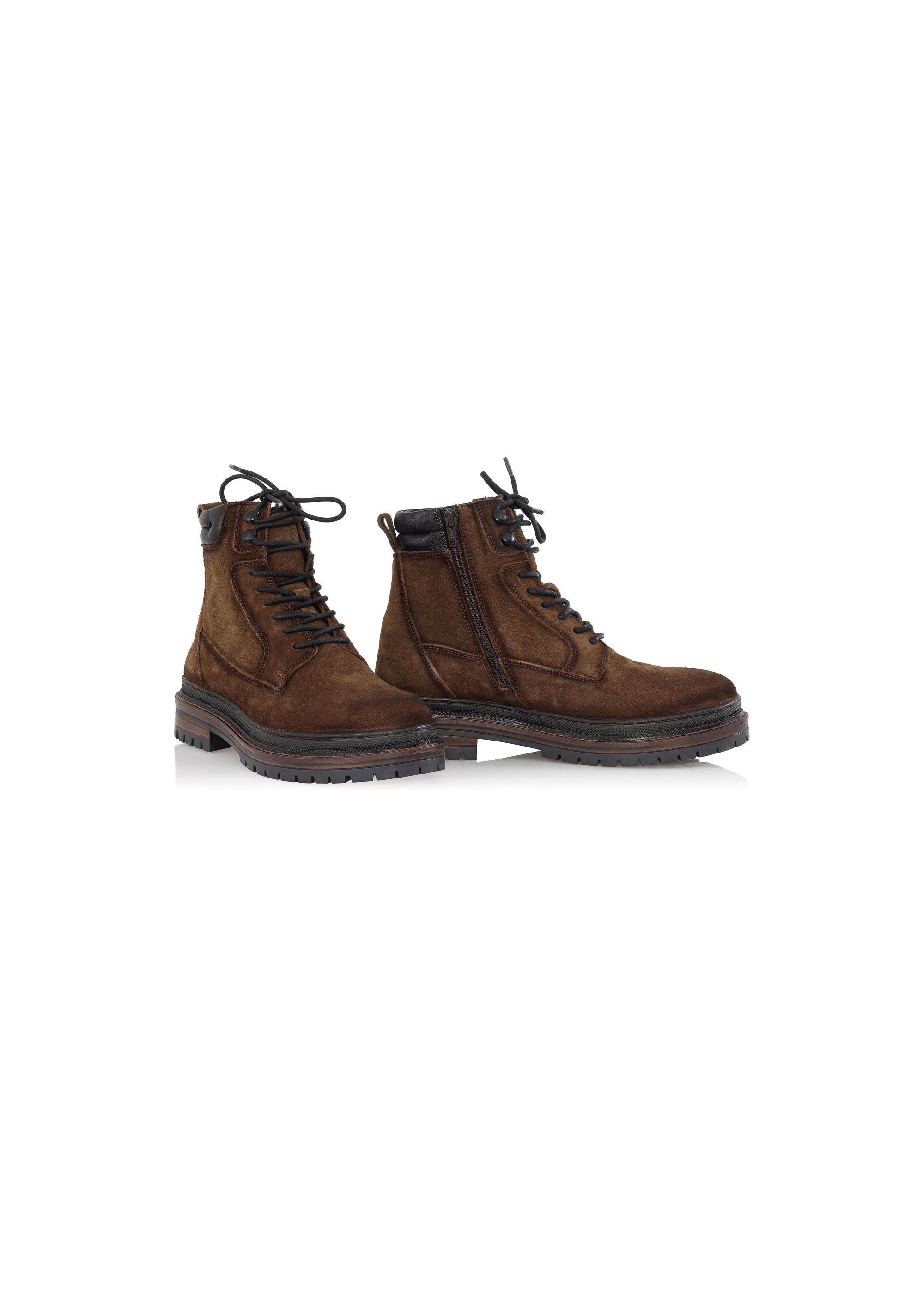 Brown leather men's boots BUTYM-0423B-89(Z23)-01