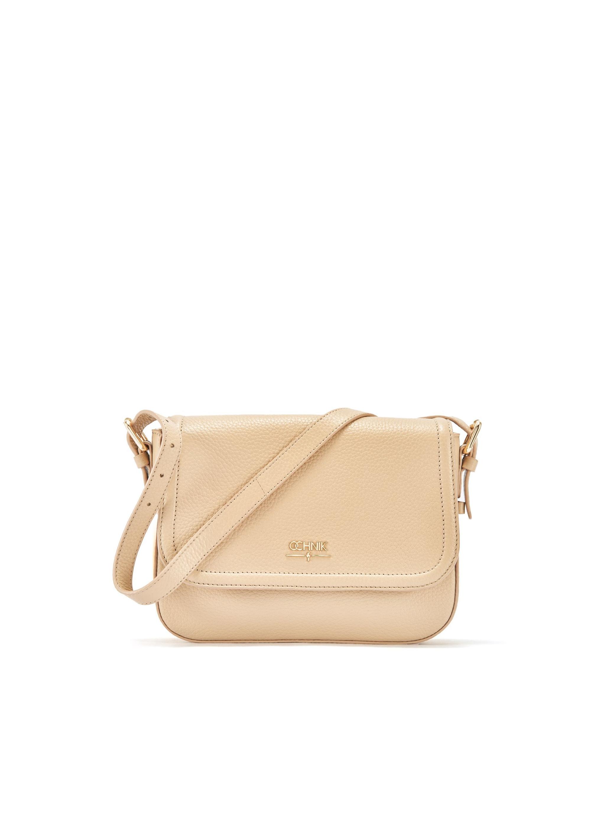 Beige leather women's messenger bag TORES-0985C-80(W25)-01