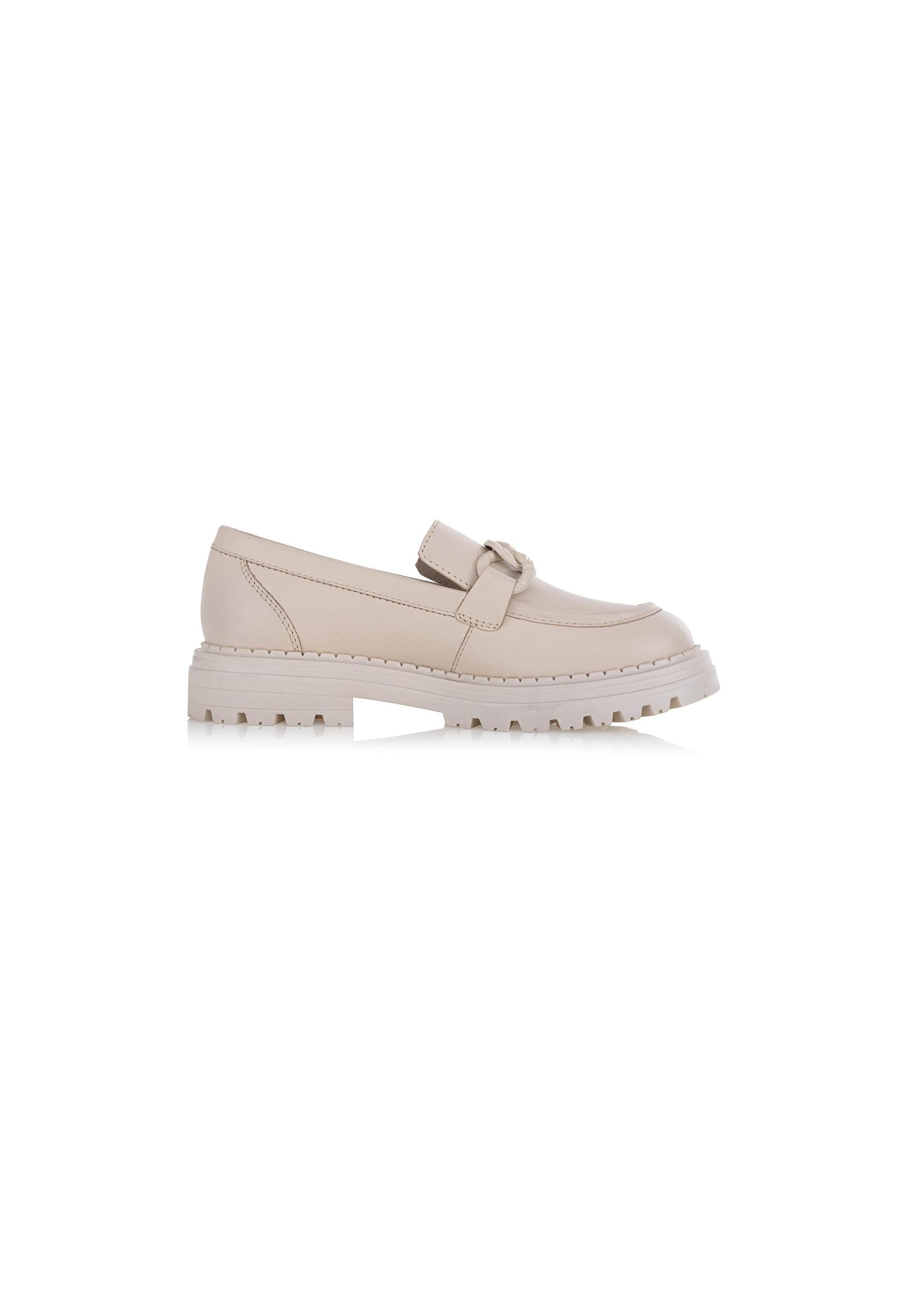 Beige leather women's moccasins BUTYD-1107-80(Z24)-01