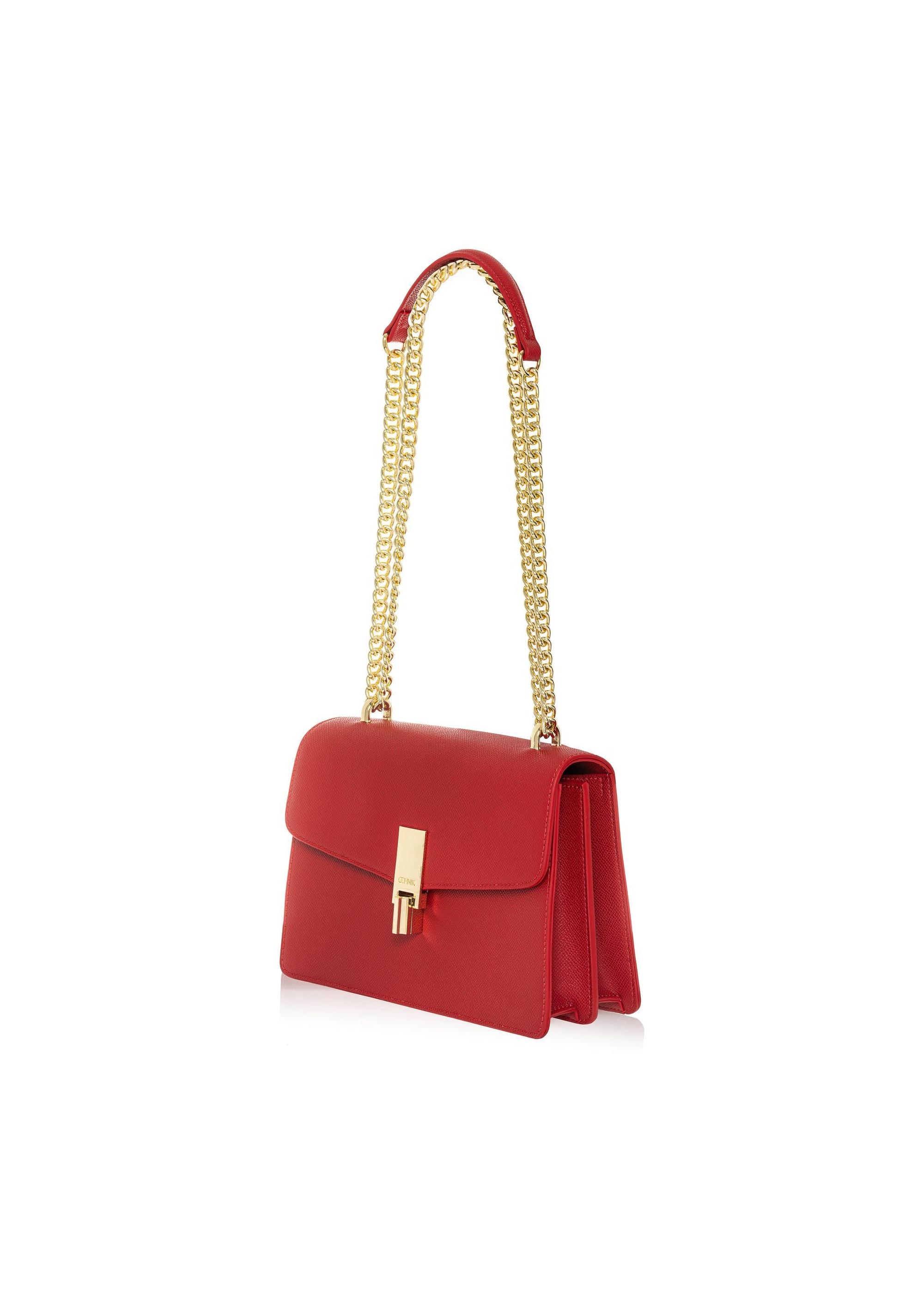 Red women's handbag on a chain TOREC-1023-42(W25)-02