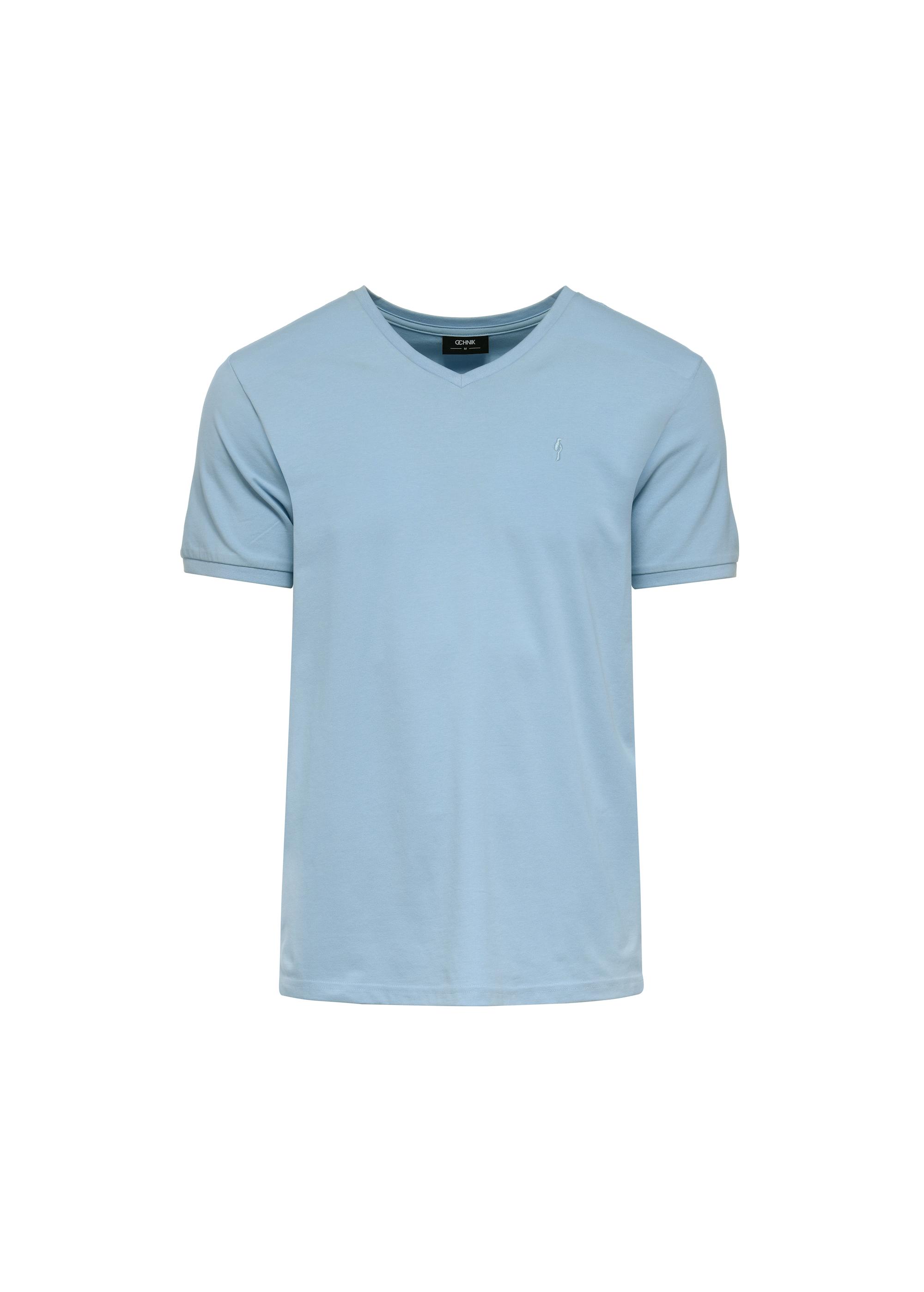 Light blue basic men's T-shirt with logo TSHMT-0088-60(W25)