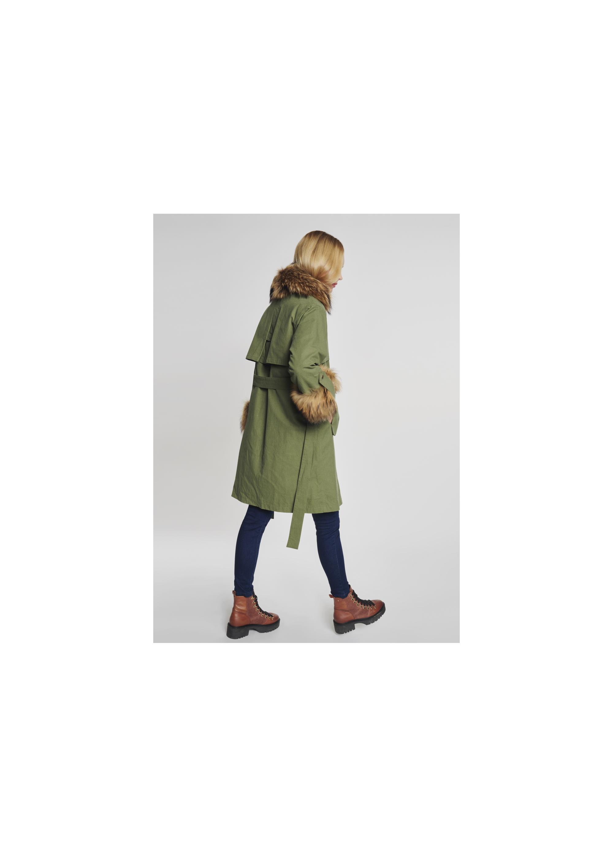 Women's olive parka for autumn KURDT-0234-57(Z21)-09