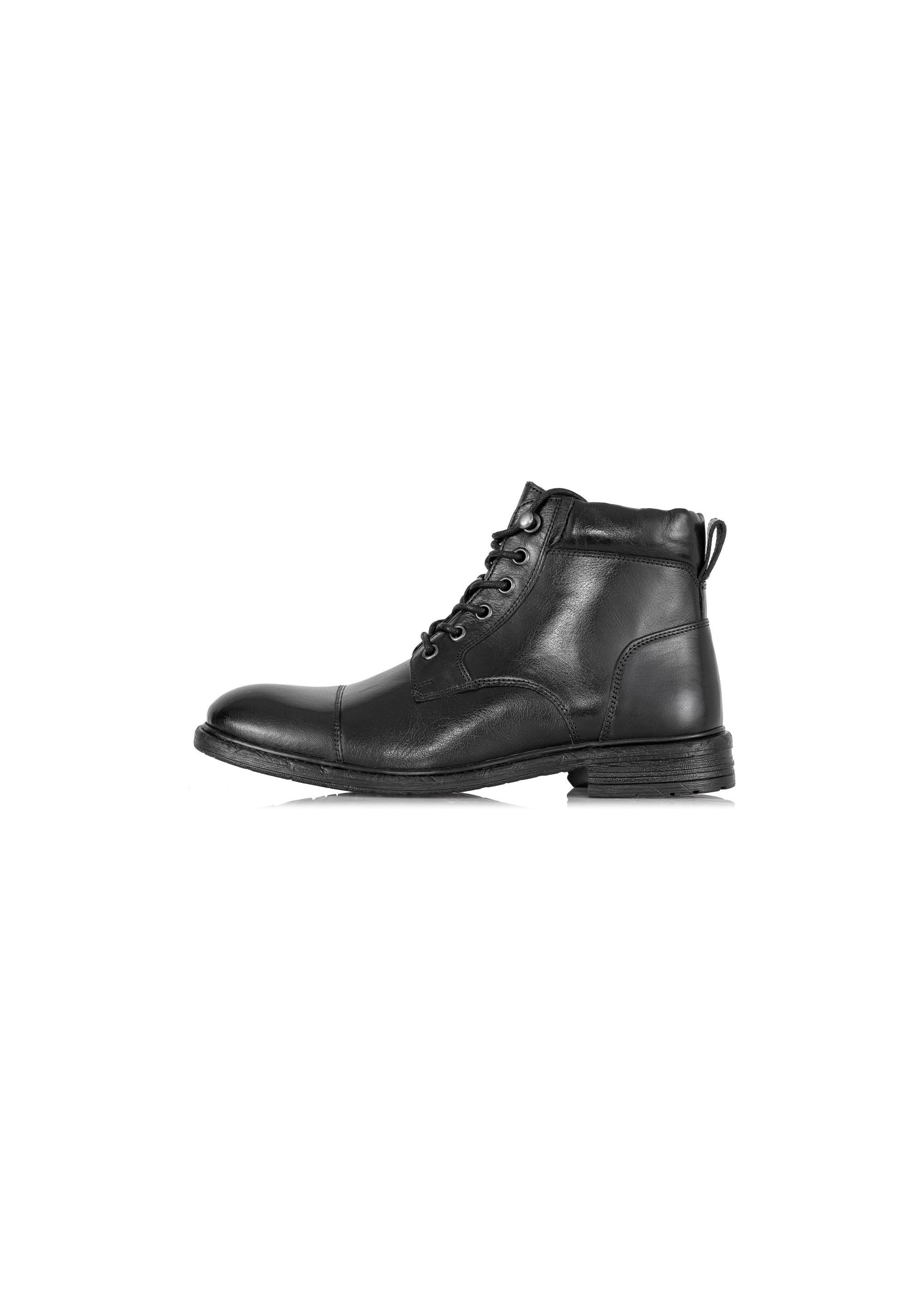 Black leather men's boots BUTYM-0404B-99(Z24)