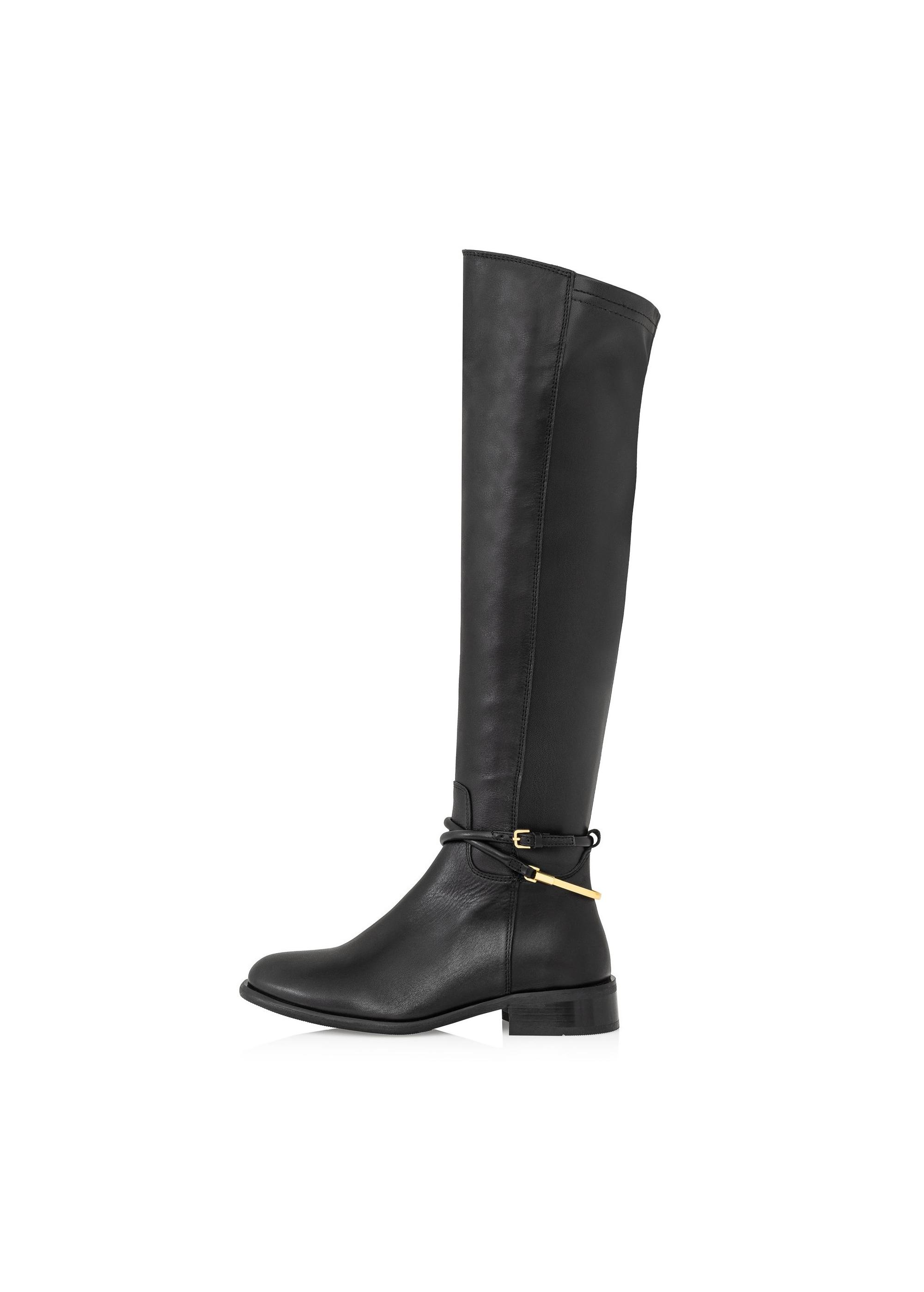 Black leather women's boots BUTYD-1136-99(Z24)