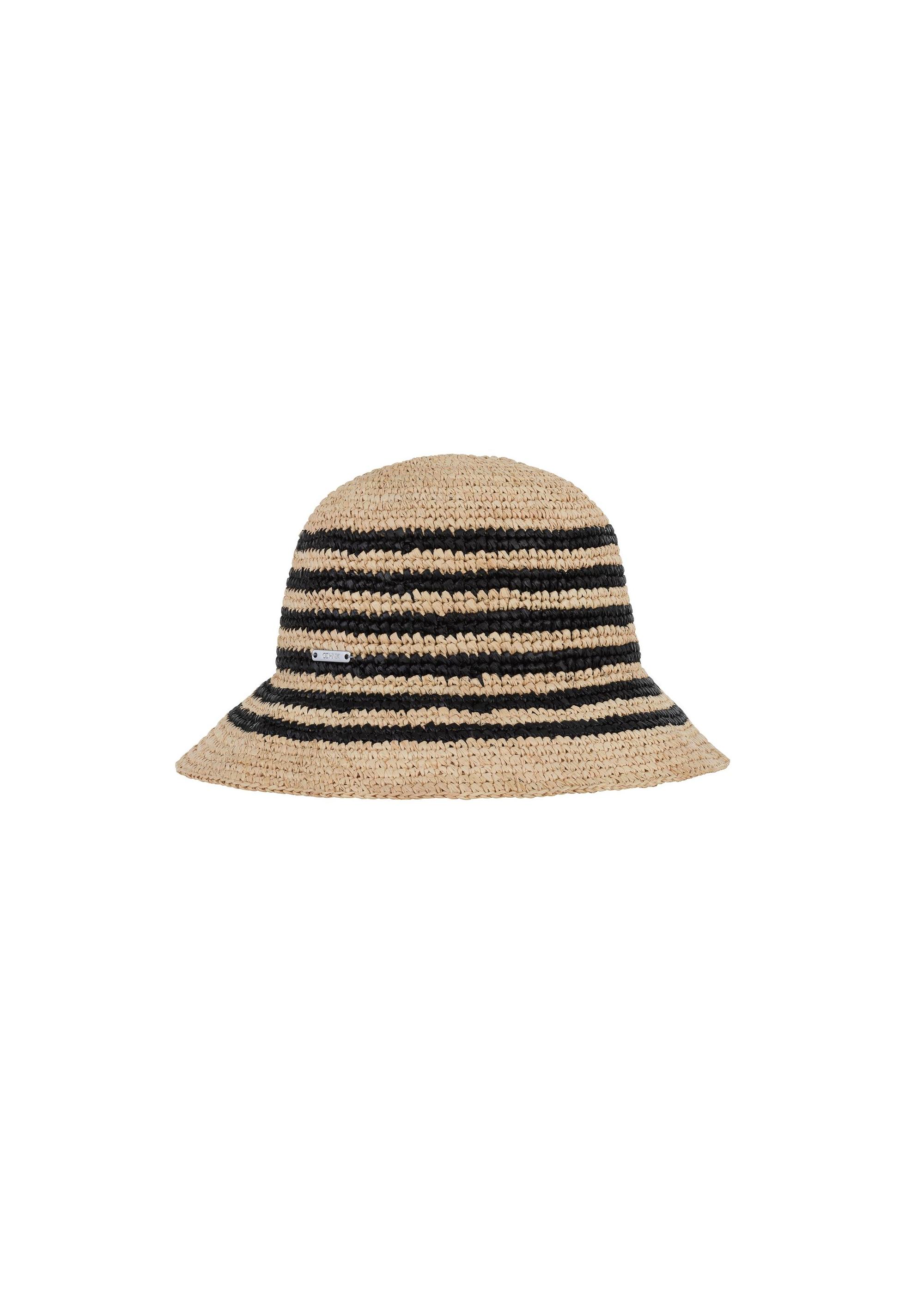 Women's straw hat with black stripes KAPDT-0036-23(W24)-01