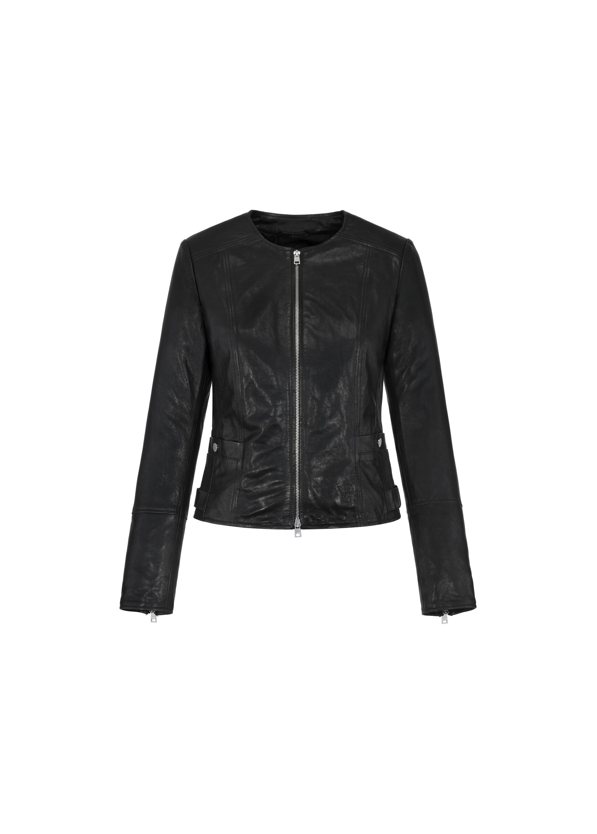 Women's black leather jacket KURDS-0478-1348(W24)-04