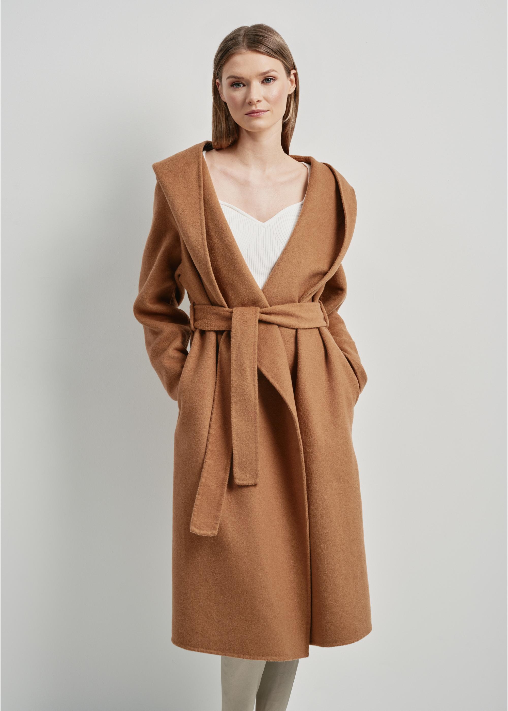 Women's long brown oversize coat PLADT-0052-24(W24)-04