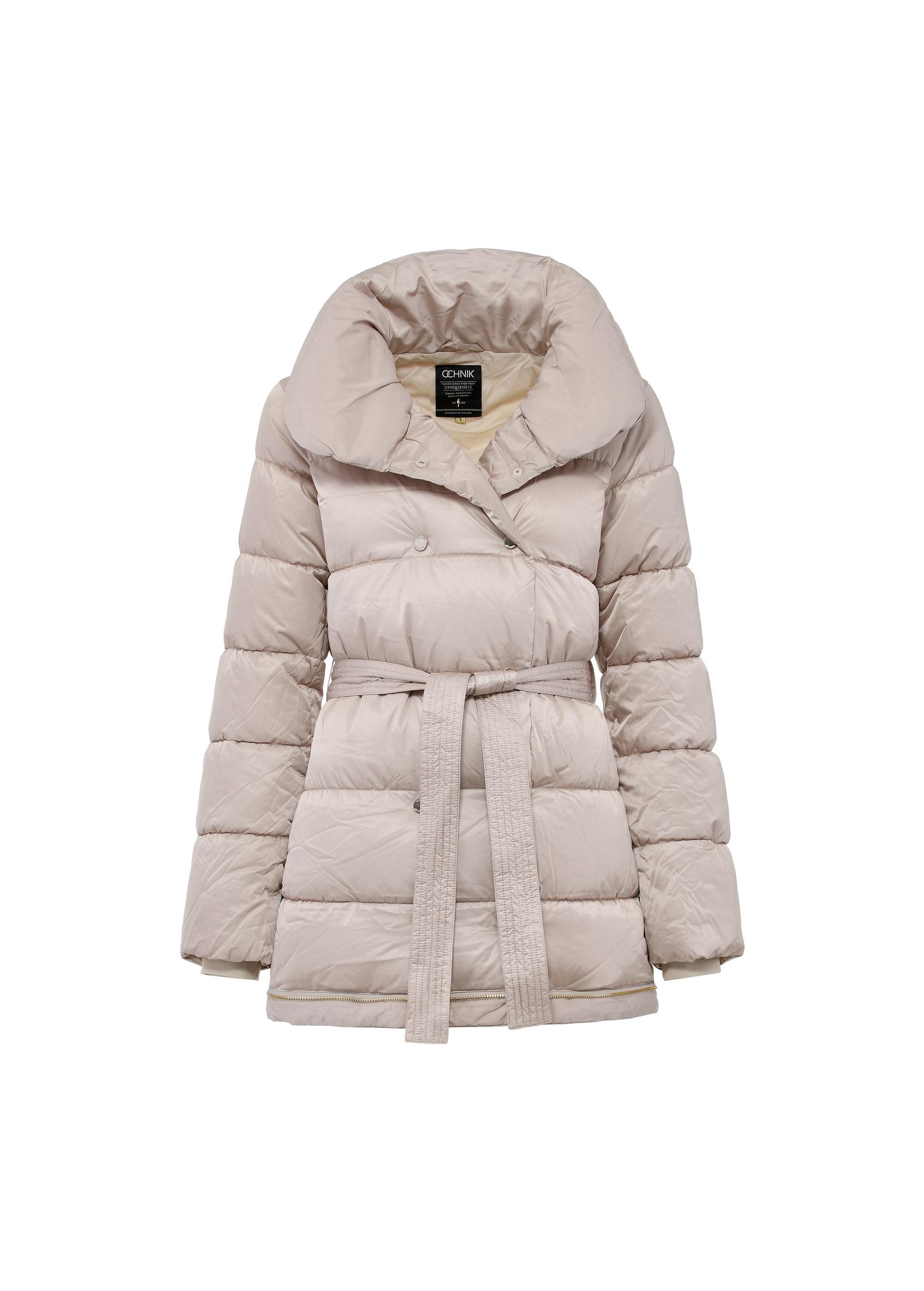 Beige quilted women's winter jacket KURDT-0546-80(Z24)-03