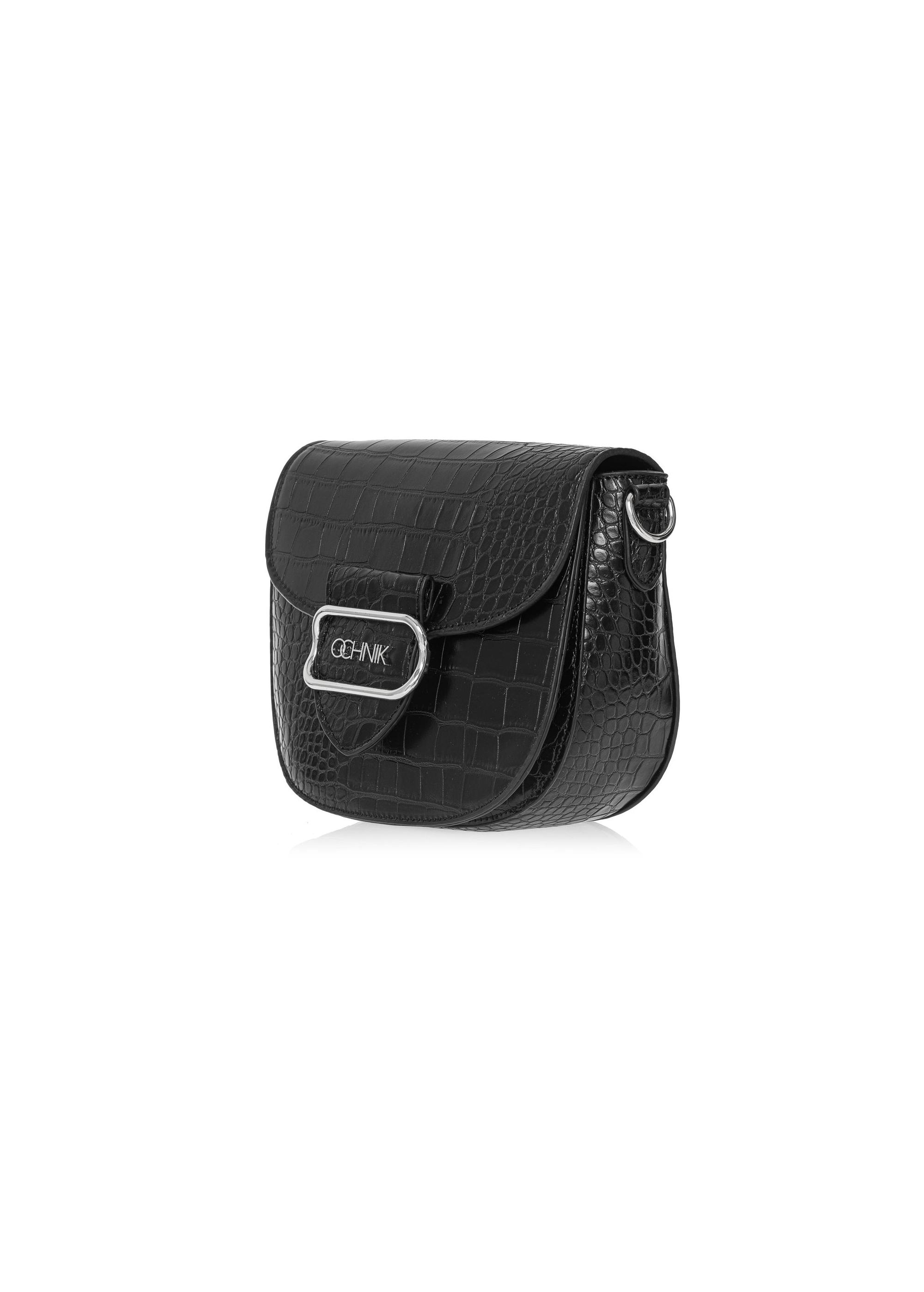 Black women's messenger bag with embossing TOREC-0880A-97(W25)-02