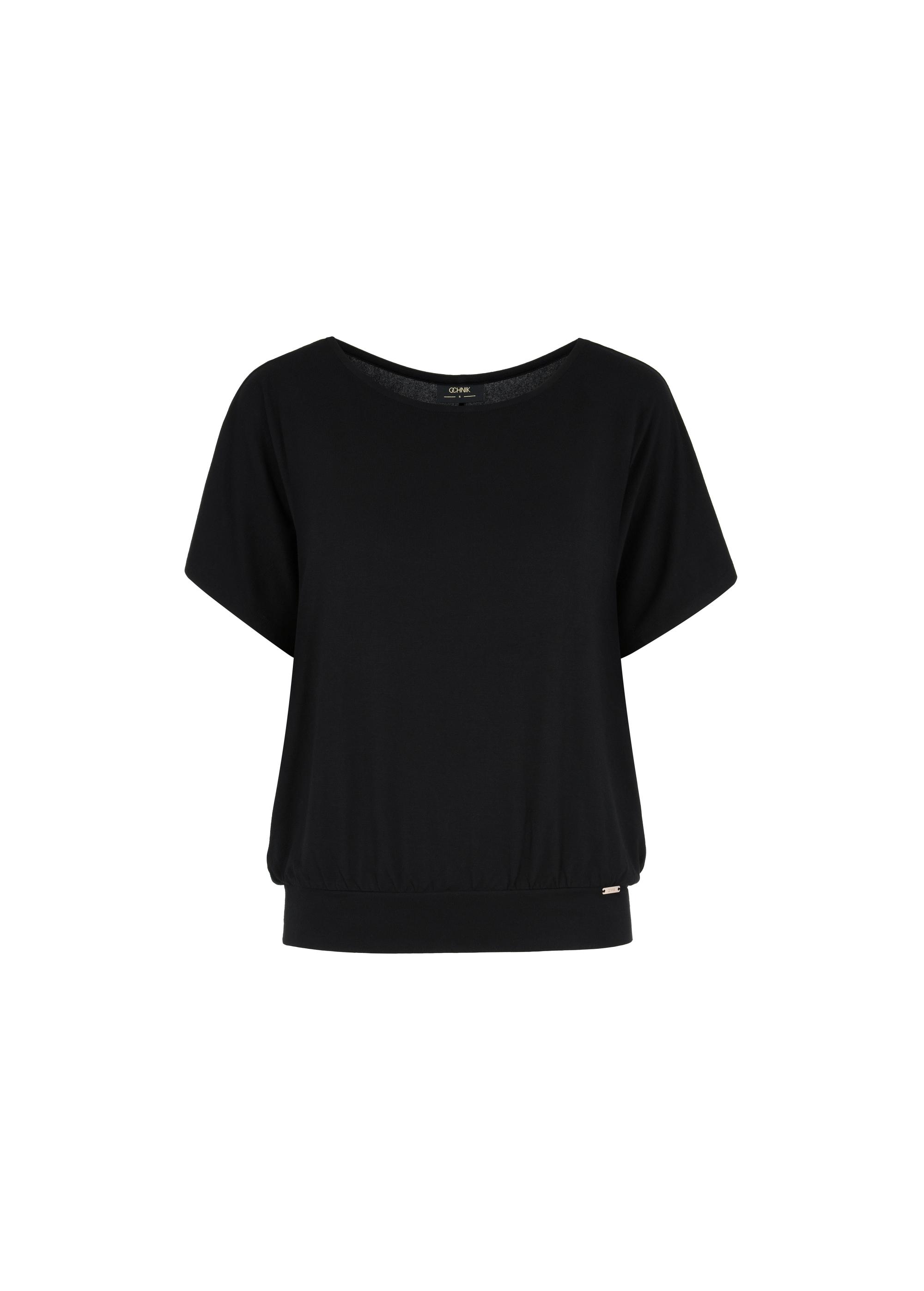 Women's black ribbed blouse BLUDT-0170-99(W24)-03