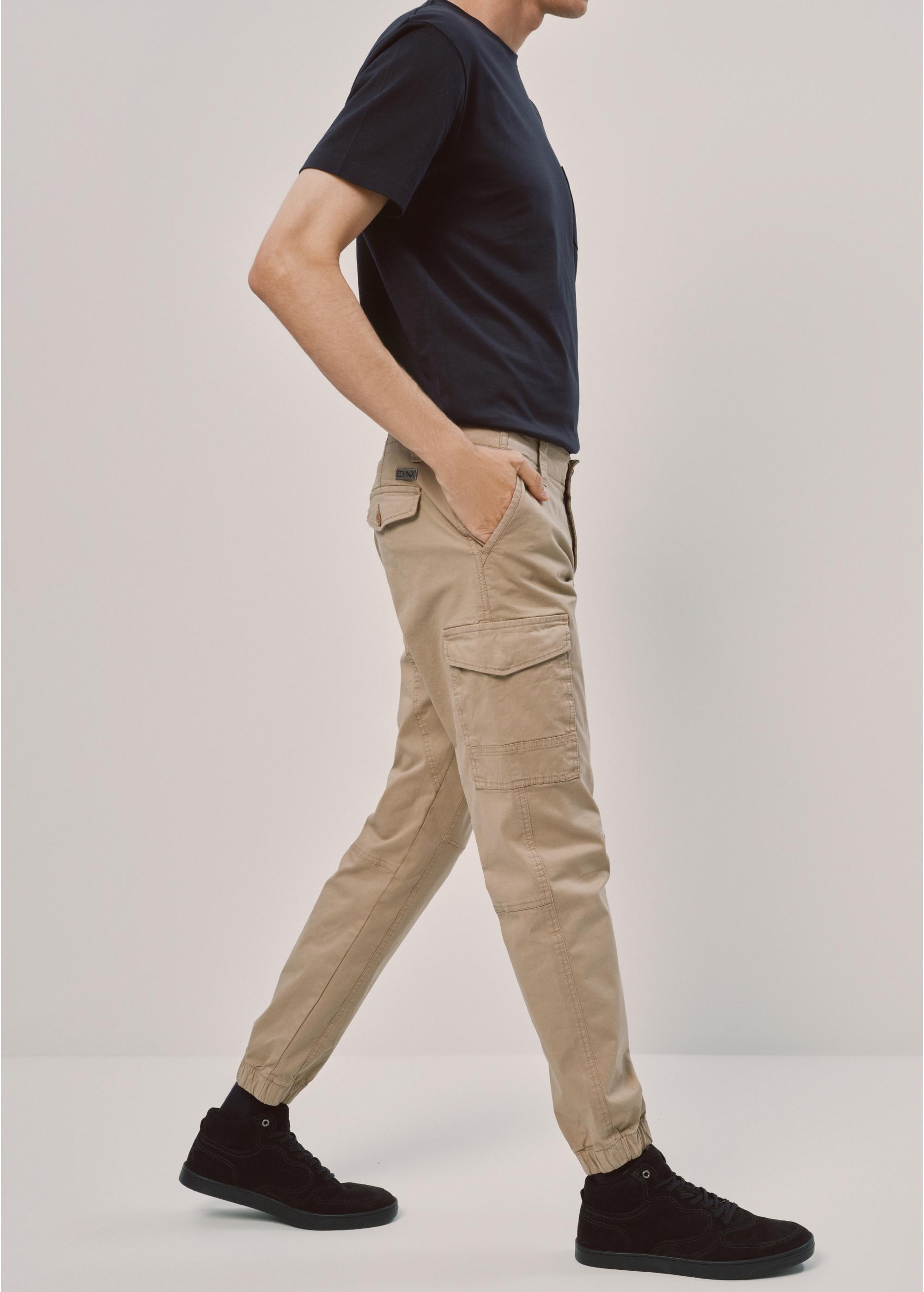 Beige men's cargo pants SPOMT-0091-24(Z23)-04